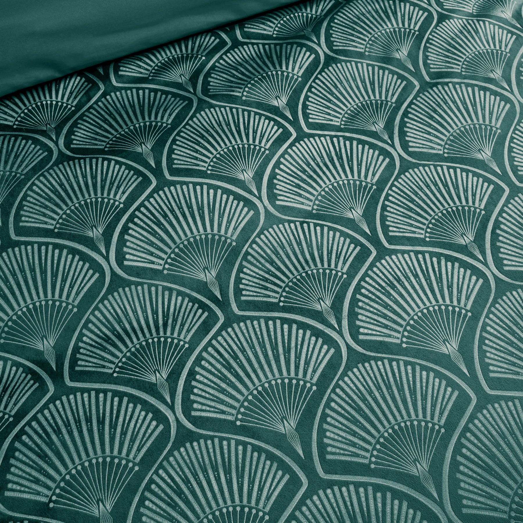 Catherine Lansfield Art Deco Pearl Duvet Cover Bedding Set Teal