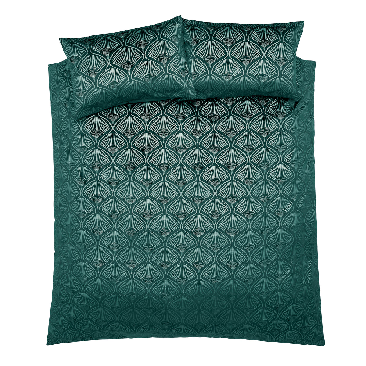 Catherine Lansfield Art Deco Pearl Duvet Cover Bedding Set Teal