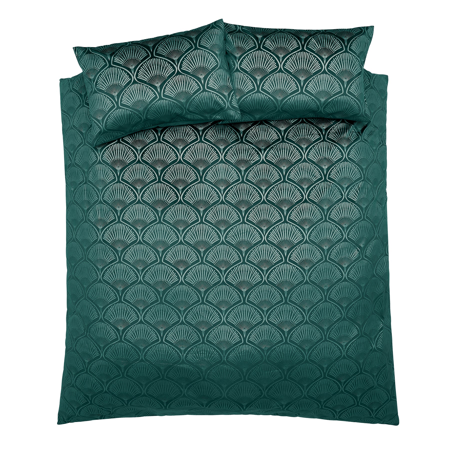 Catherine Lansfield Art Deco Pearl Duvet Cover Bedding Set Teal