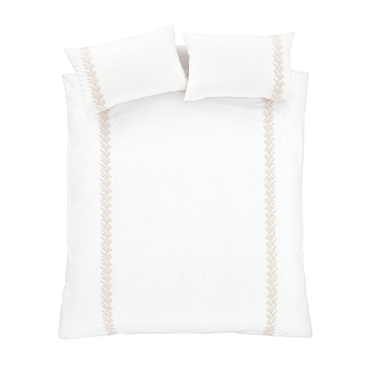 Bianca Embroidery Leaf Duvet Cover Bedding Set Natural