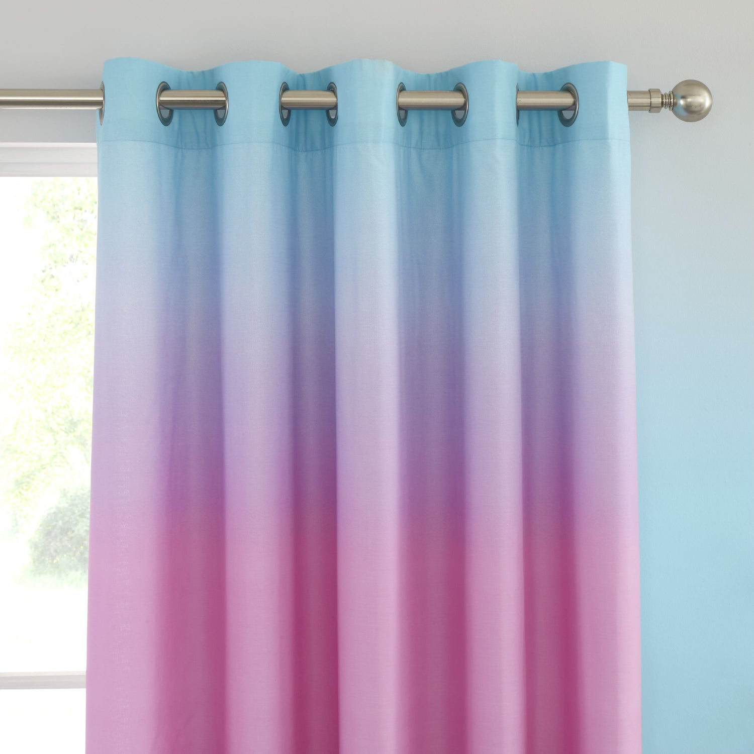 Catherine Lansfield Ombre Rainbow Clouds 66x72 Ready Made Eyelet Curtains Pastel