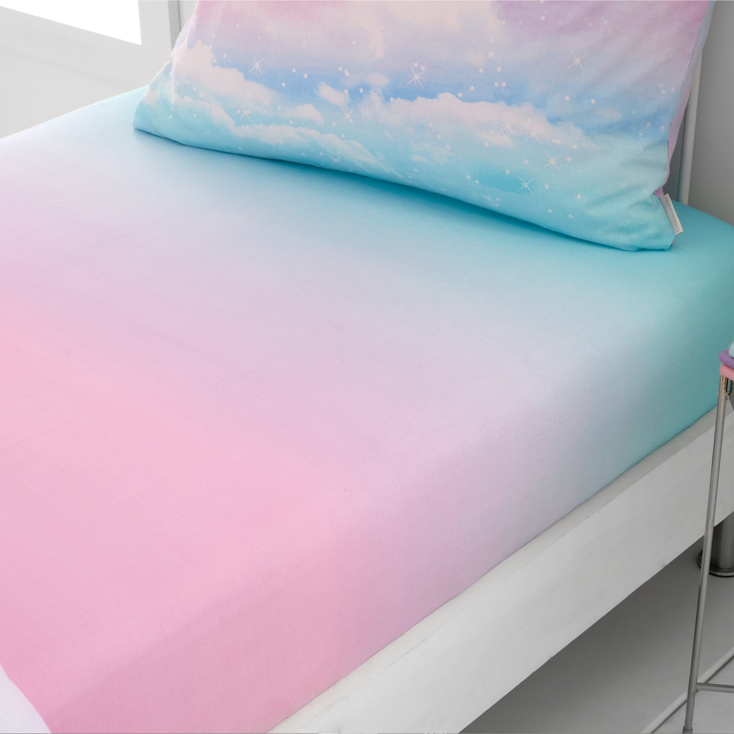 Catherine Lansfield Ombre Rainbow Clouds Bed Linen Fitted Sheet Pastel