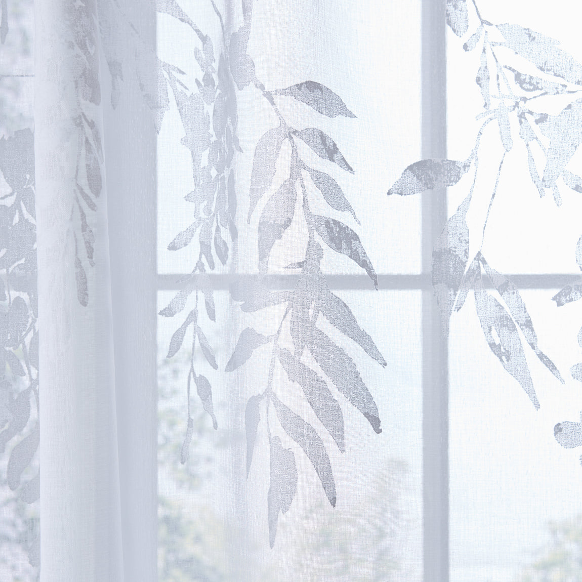 Catherine Lansfield Wisteria Floral Ready Made Single Voile Curtain White