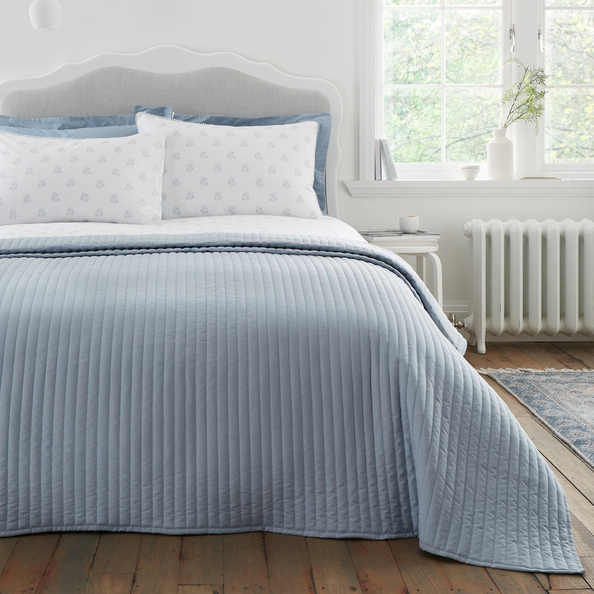 Bianca Quilted Lines 220cm x 230cm Bedspread Blue