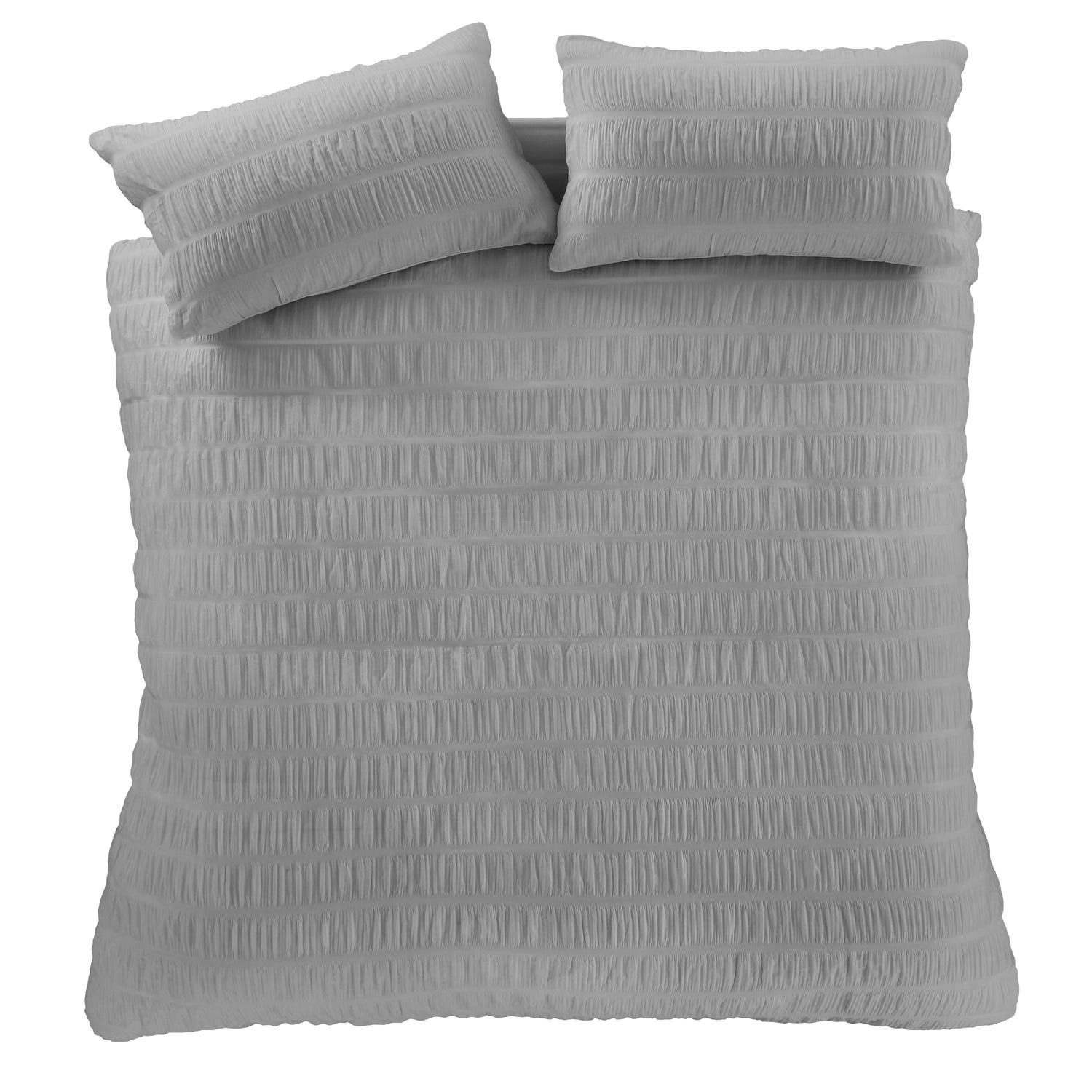 Catherine Lansfield Seersucker Duvet Cover Bedding Set Grey