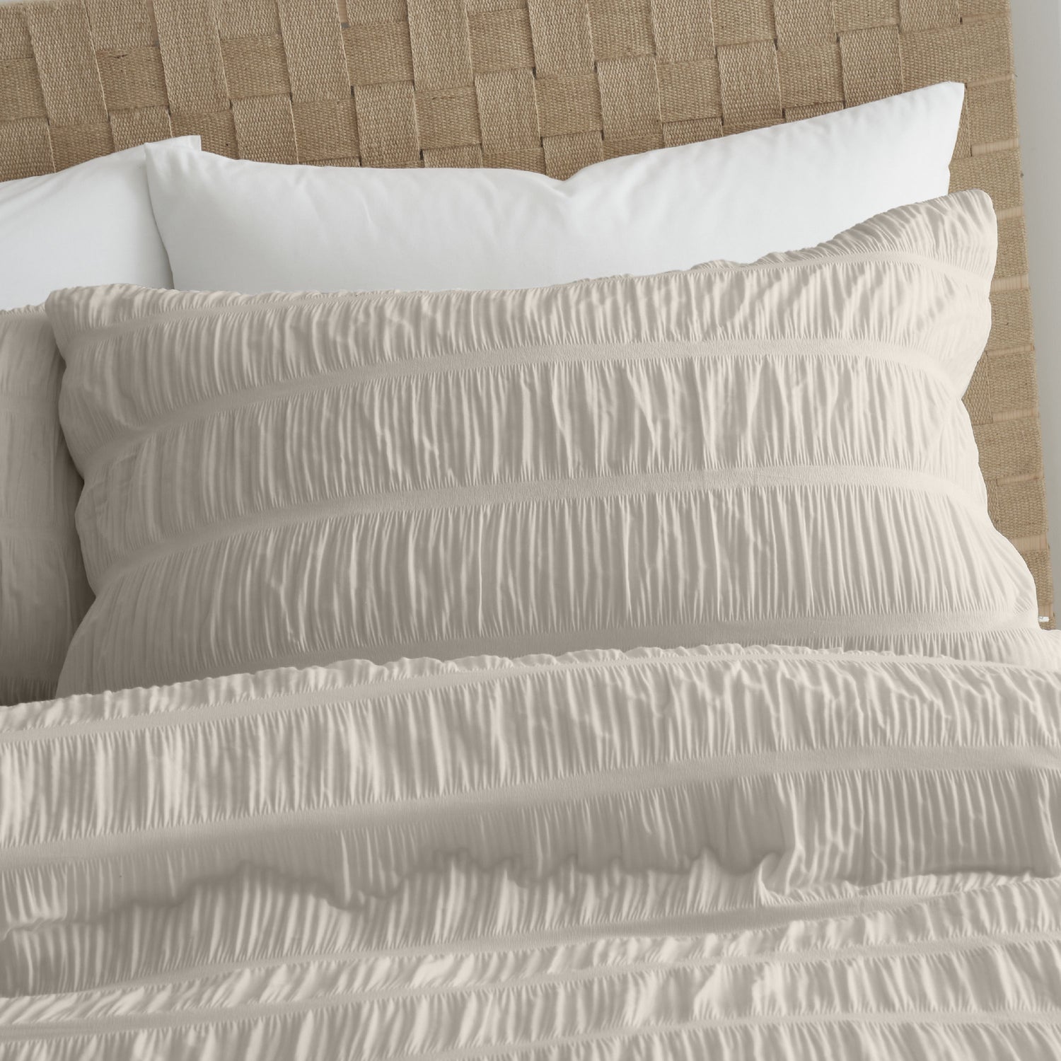 Catherine Lansfield Seersucker Duvet Cover Bedding Set Natural