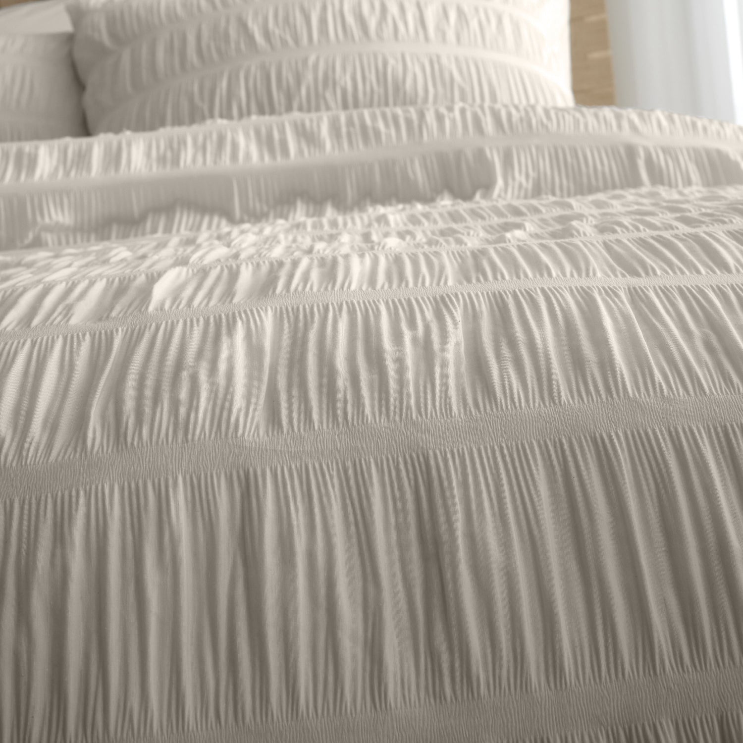 Catherine Lansfield Seersucker Duvet Cover Bedding Set Natural