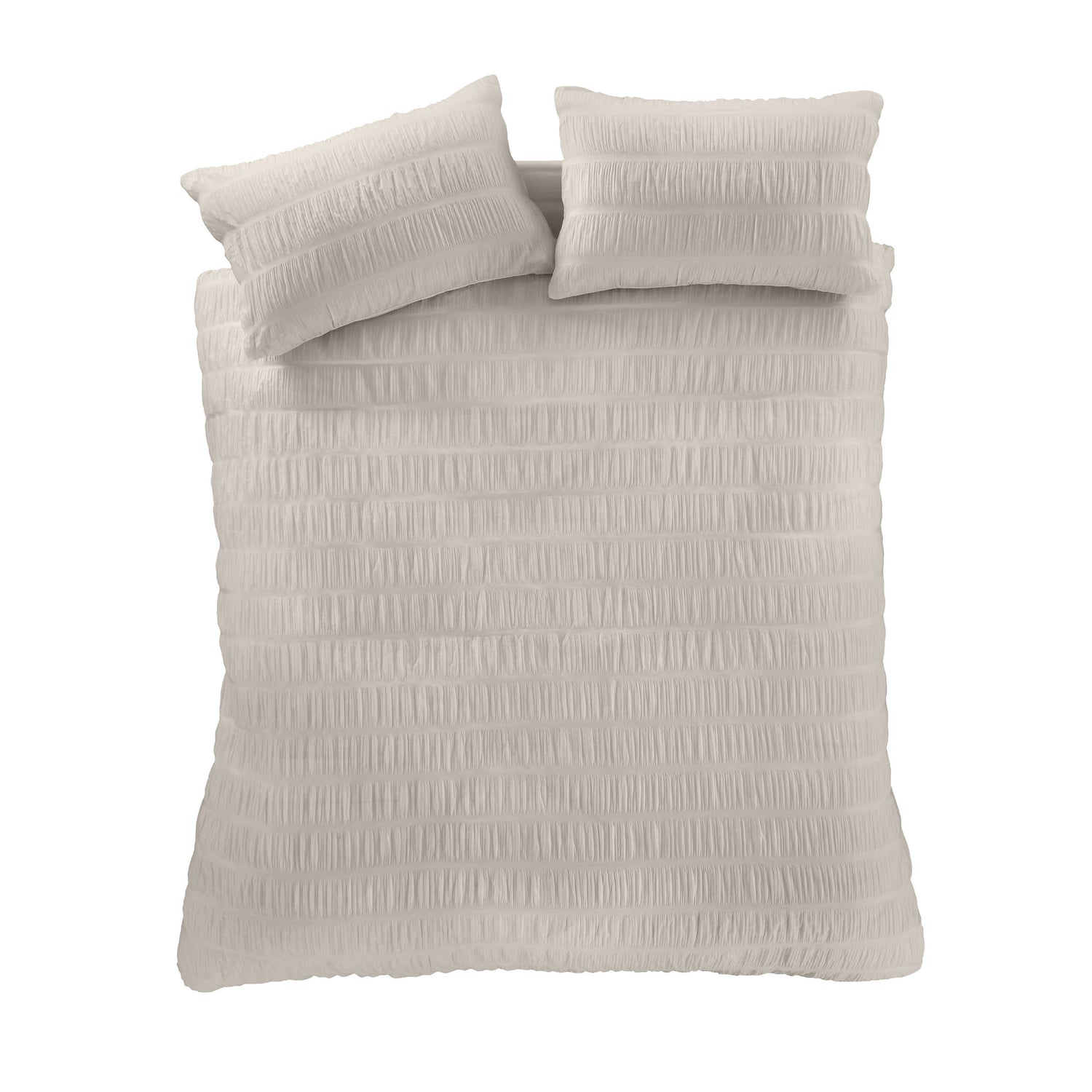 Catherine Lansfield Seersucker Duvet Cover Bedding Set Natural