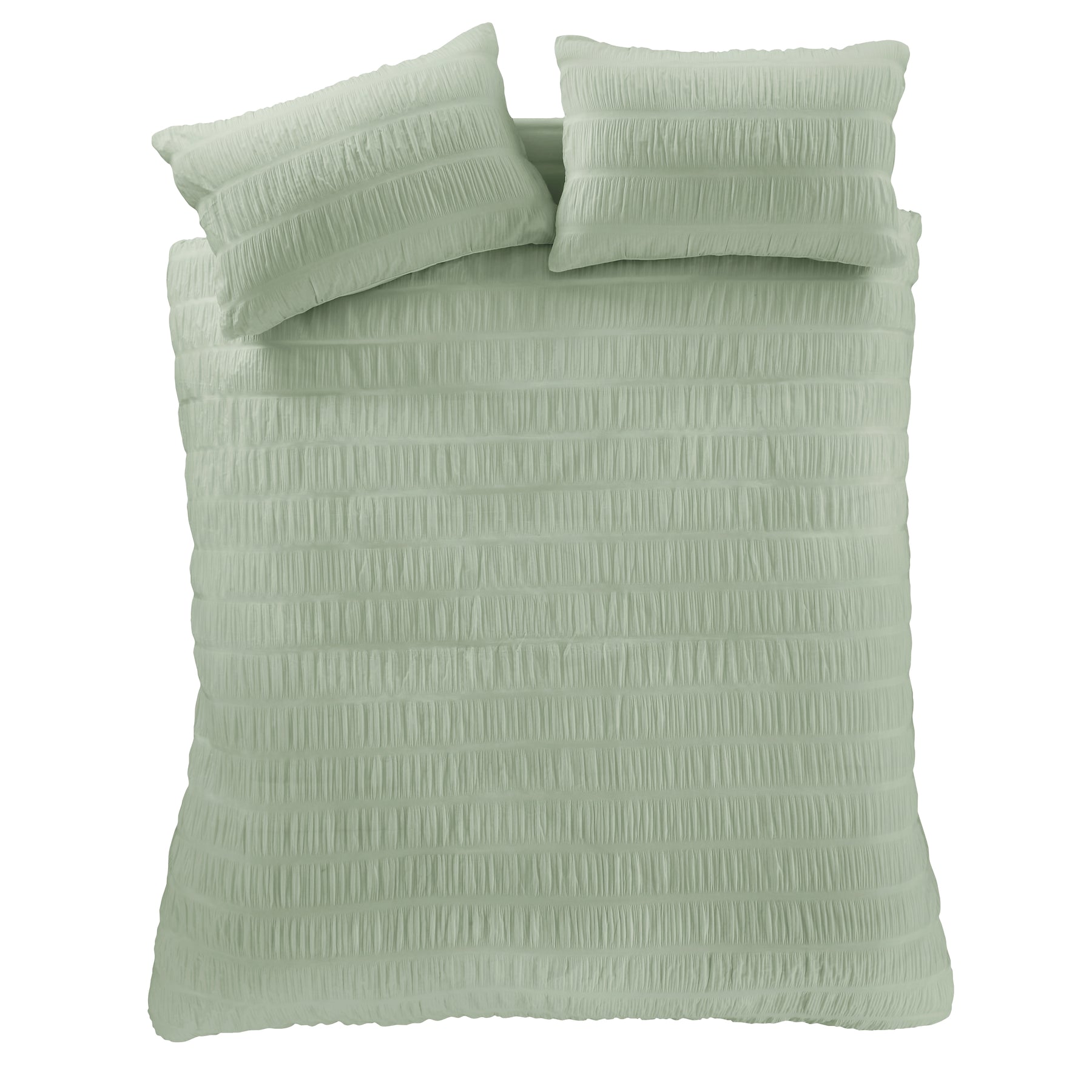 Catherine Lansfield Seersucker Duvet Cover Bedding Set Sage