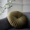 Catherine Lansfield Velvet Round Cushion Filled Cushion 40cm Olive