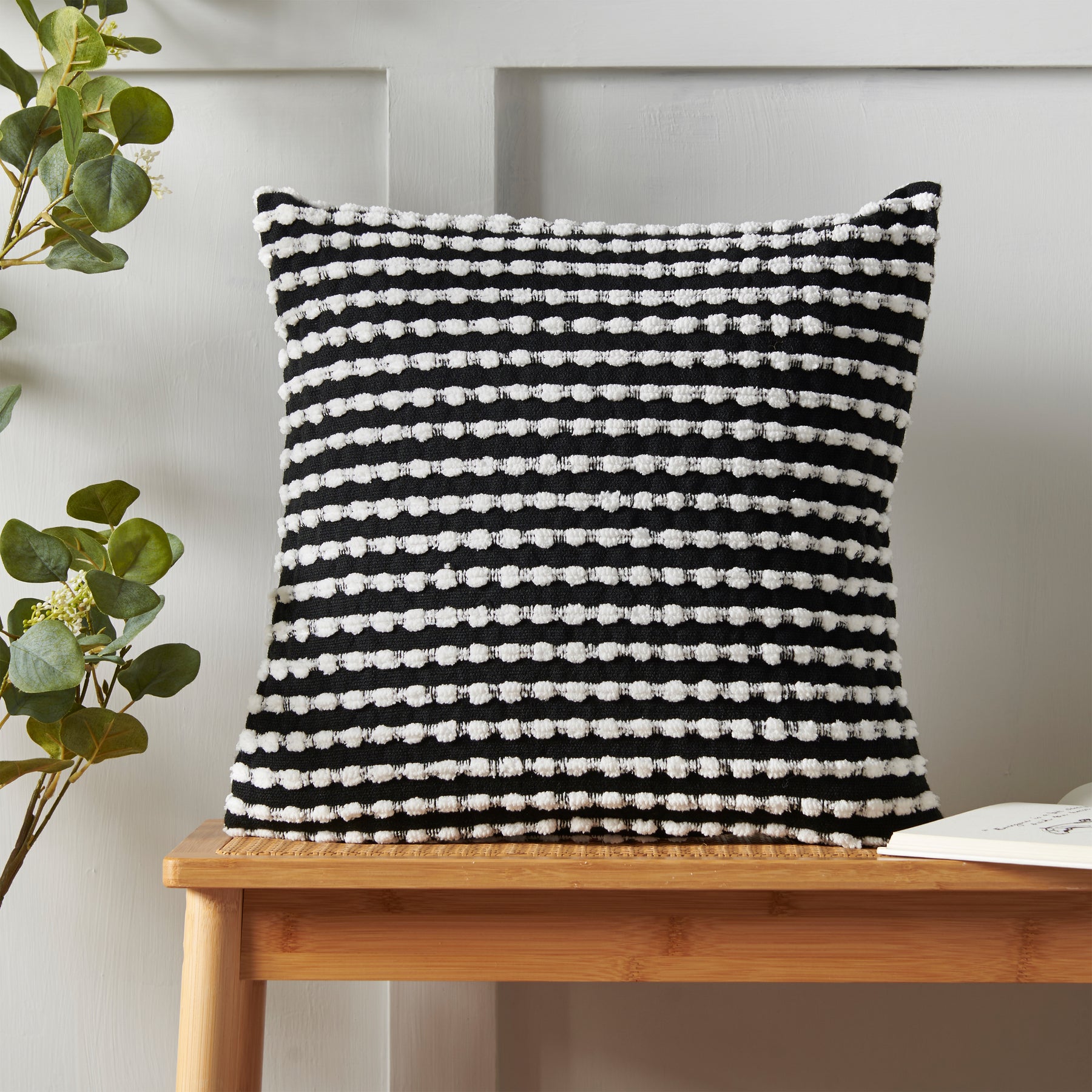Catherine Lansfield Stab Stitch Filled Cushion 43cm x 43cm Black