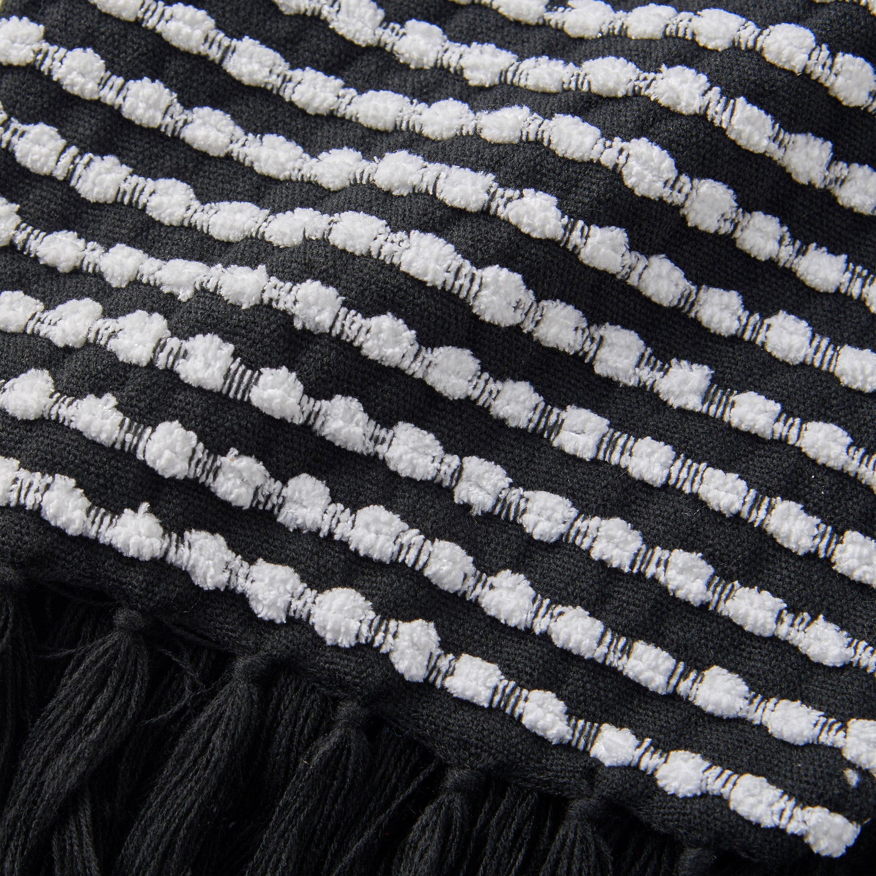 Catherine Lansfield Stab Stitch 125cm x 150cm Tassel Throw Black