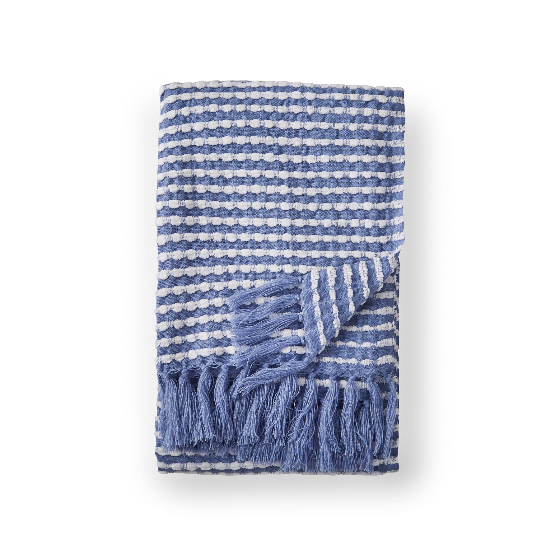 Catherine Lansfield Stab Stitch 125cm x 150cm Tassel Throw Blue
