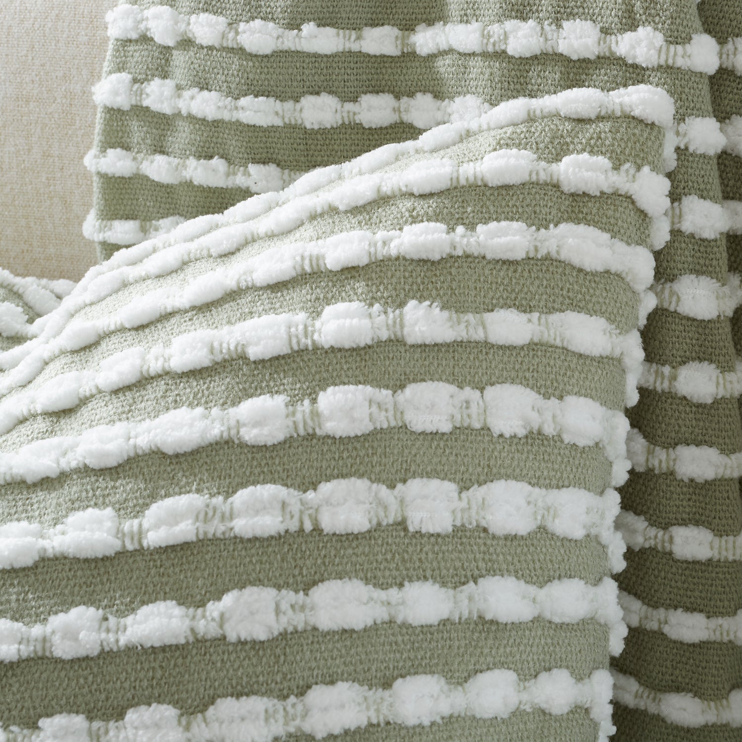 Catherine Lansfield Stab Stitch Filled Cushion 43cm x 43cm Green