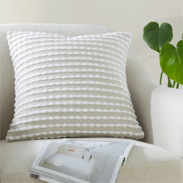 Catherine Lansfield Stab Stitch Filled Cushion 43cm x 43cm Neutral