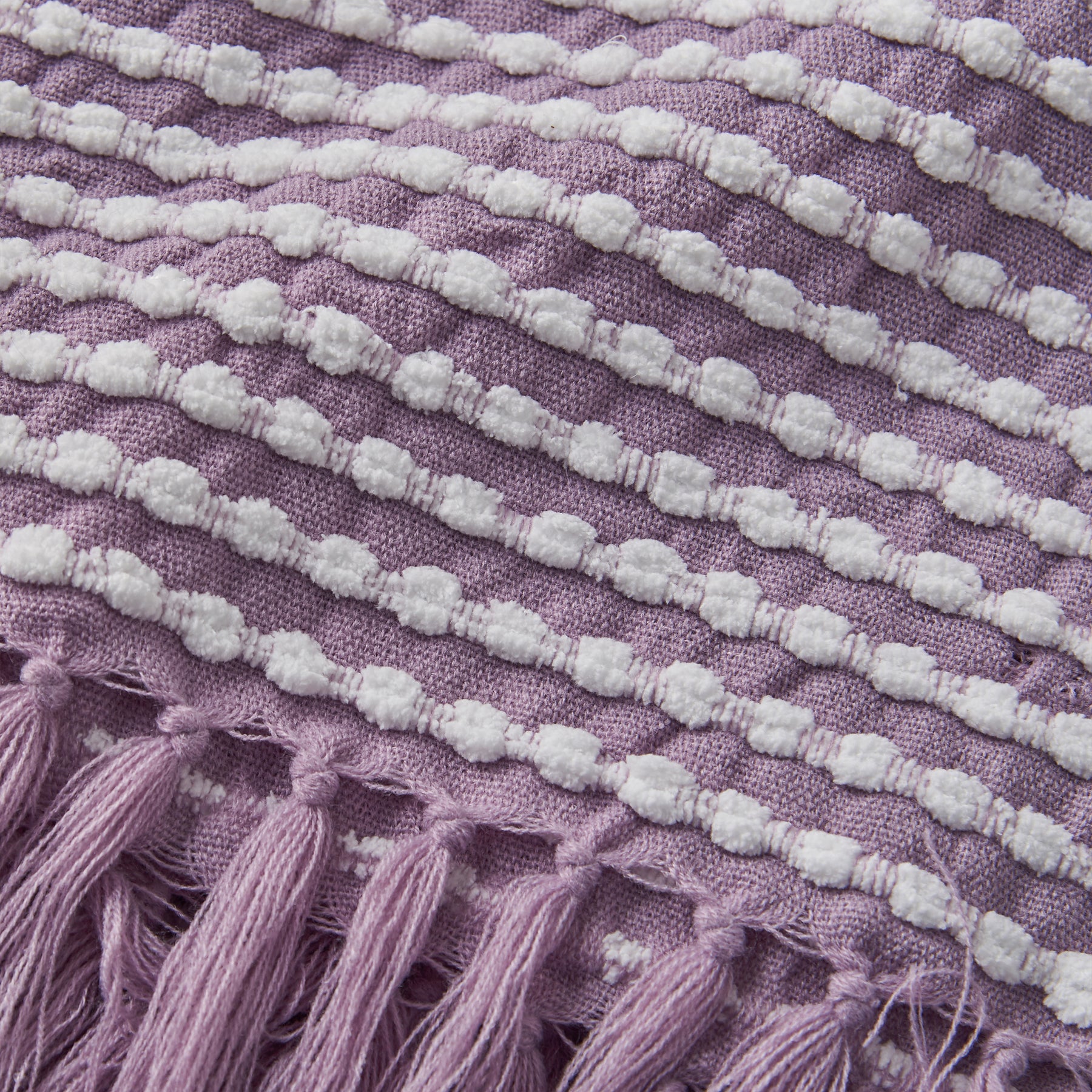 Catherine Lansfield Stab Stitch 125cm x 150cm Tassel Throw Purple