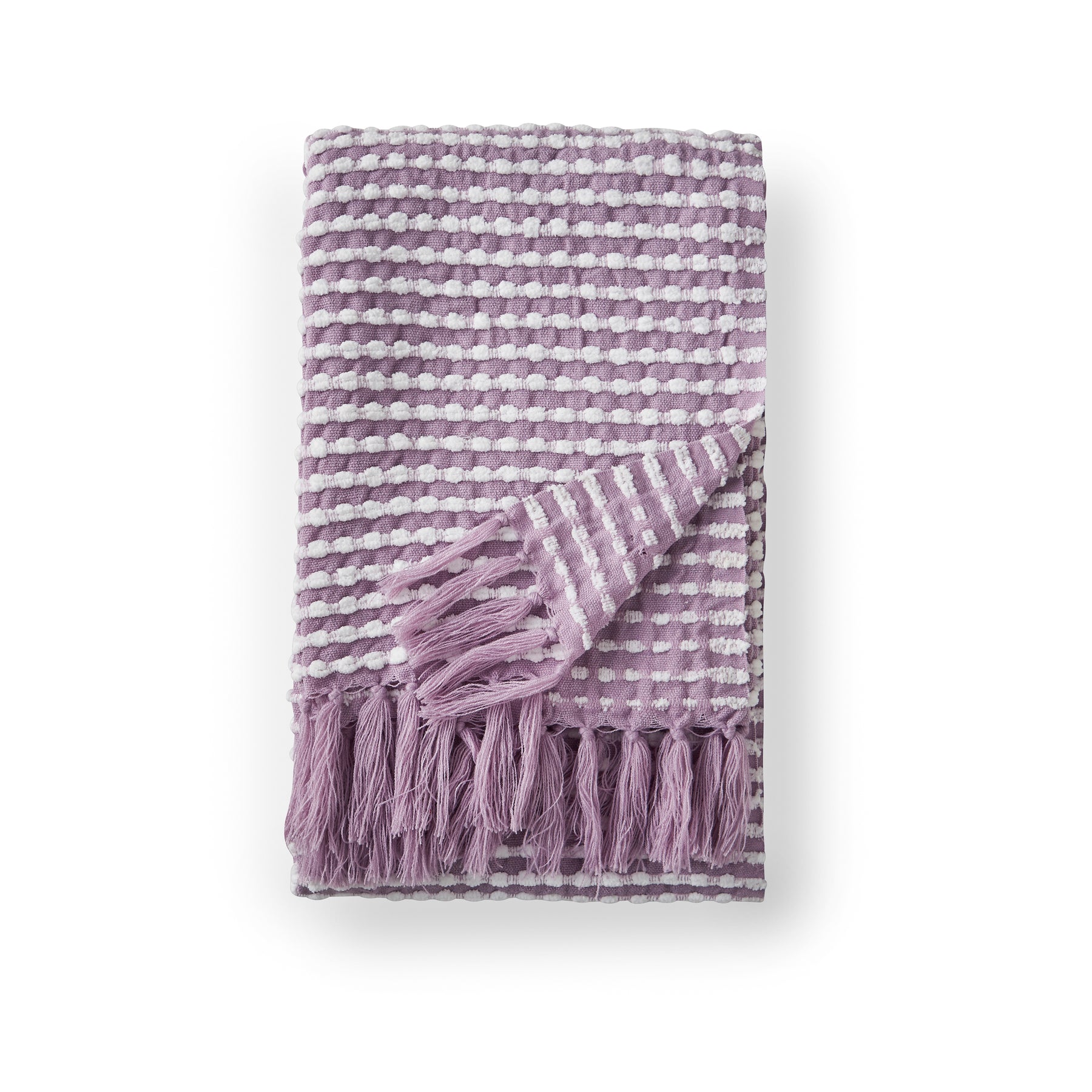 Catherine Lansfield Stab Stitch 125cm x 150cm Tassel Throw Purple