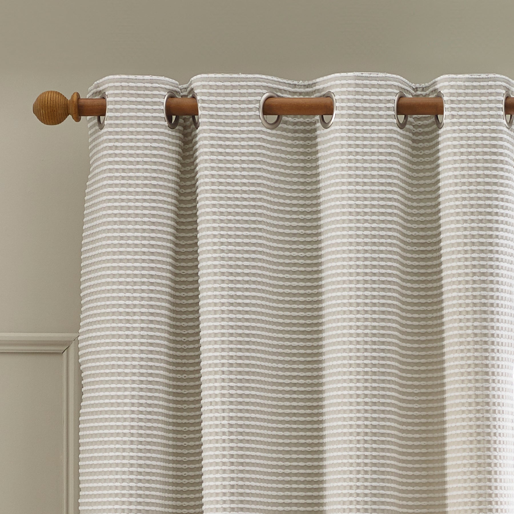 Catherine Lansfield Stab Stitch Ready Made Eyelet Curtains Natural