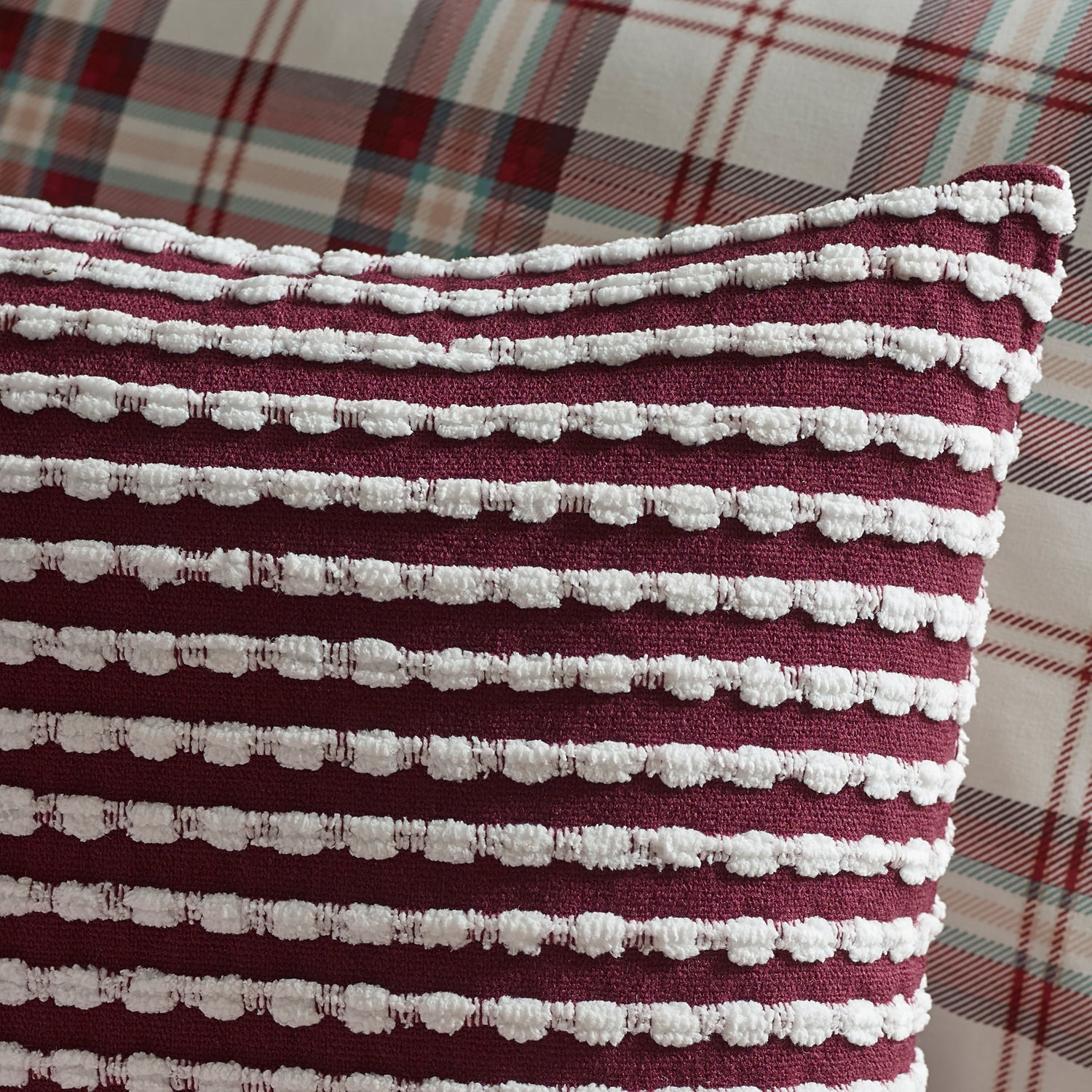 Catherine Lansfield Stab Stitch 43cm x 43cm Filled Cushion Plum