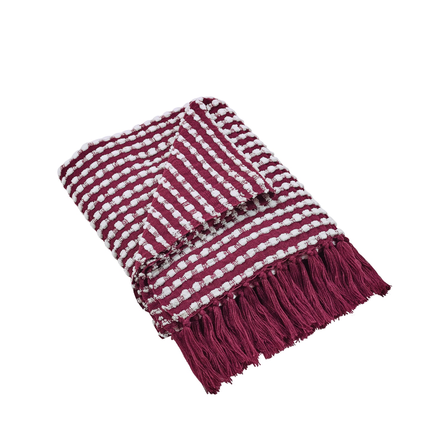 Catherine Lansfield Stab Stitch 125cm x 150cm Throw Plum