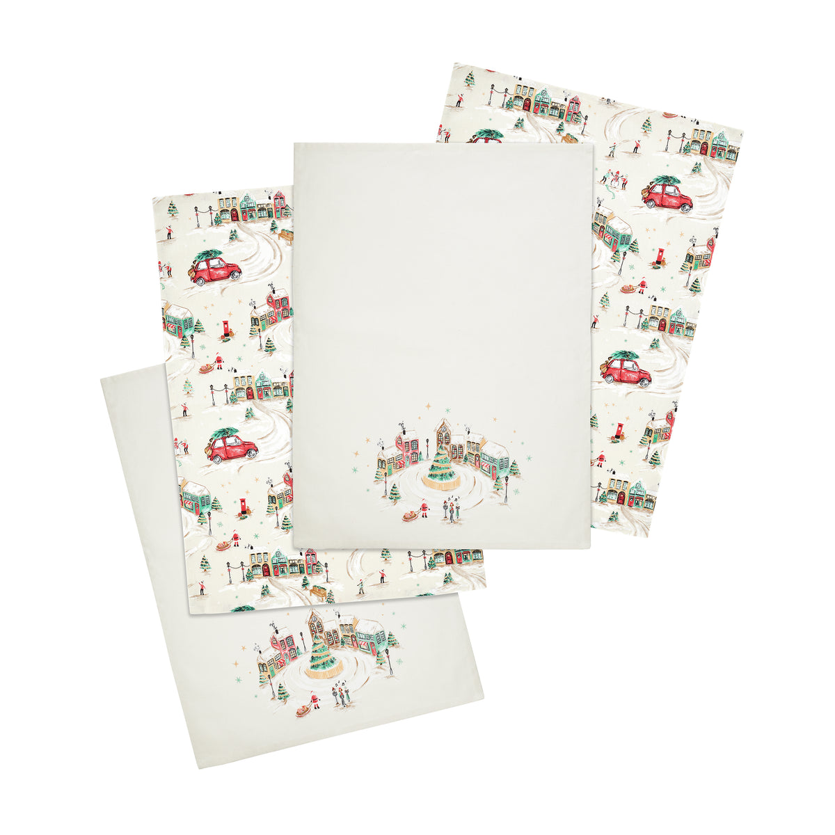 Catherine Lansfield Christmas Town Tea Towel Natural