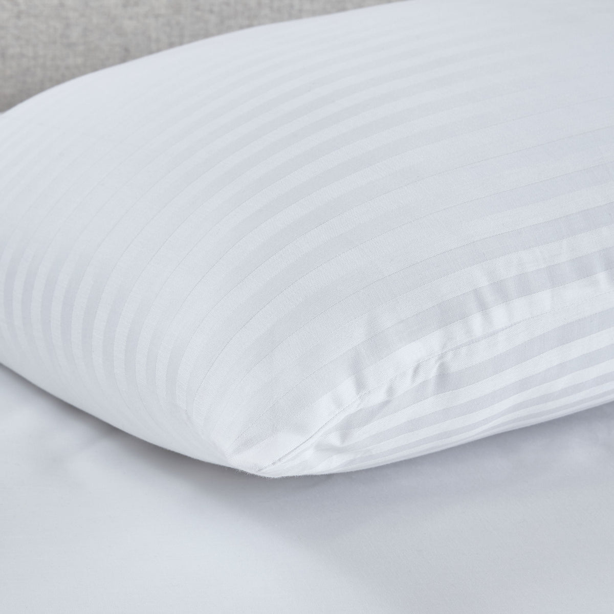 Catherine Lansfield 200TC Hotel Satin Stripe Cotton 48cm x 74cm Pillow White