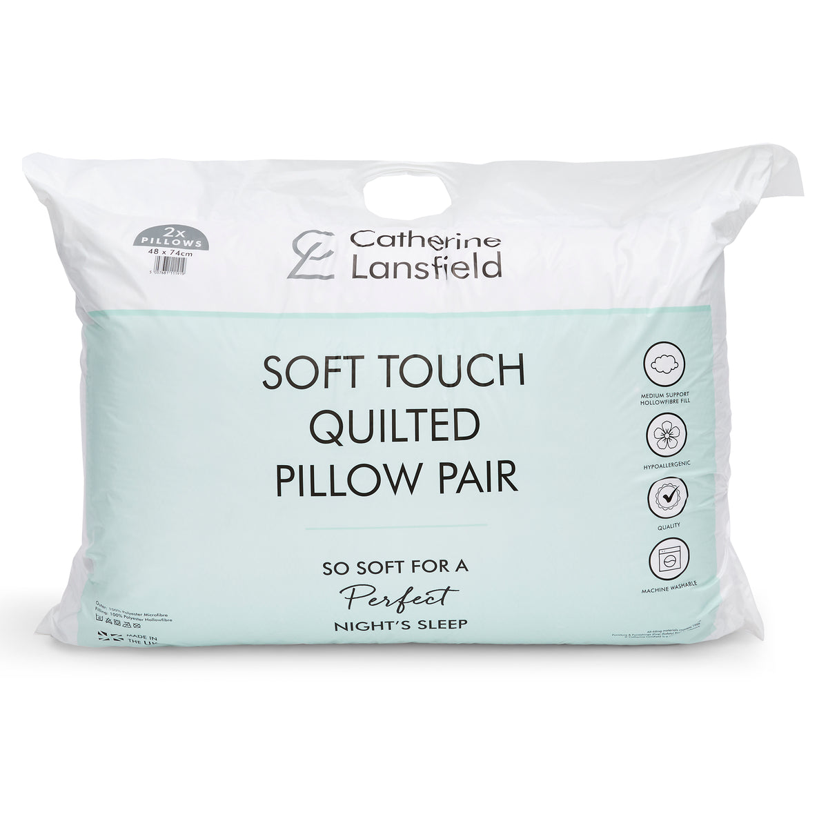 Catherine Lansfield Luxury Quilted Comfort Embossed 48cm x 74cm Pillow White