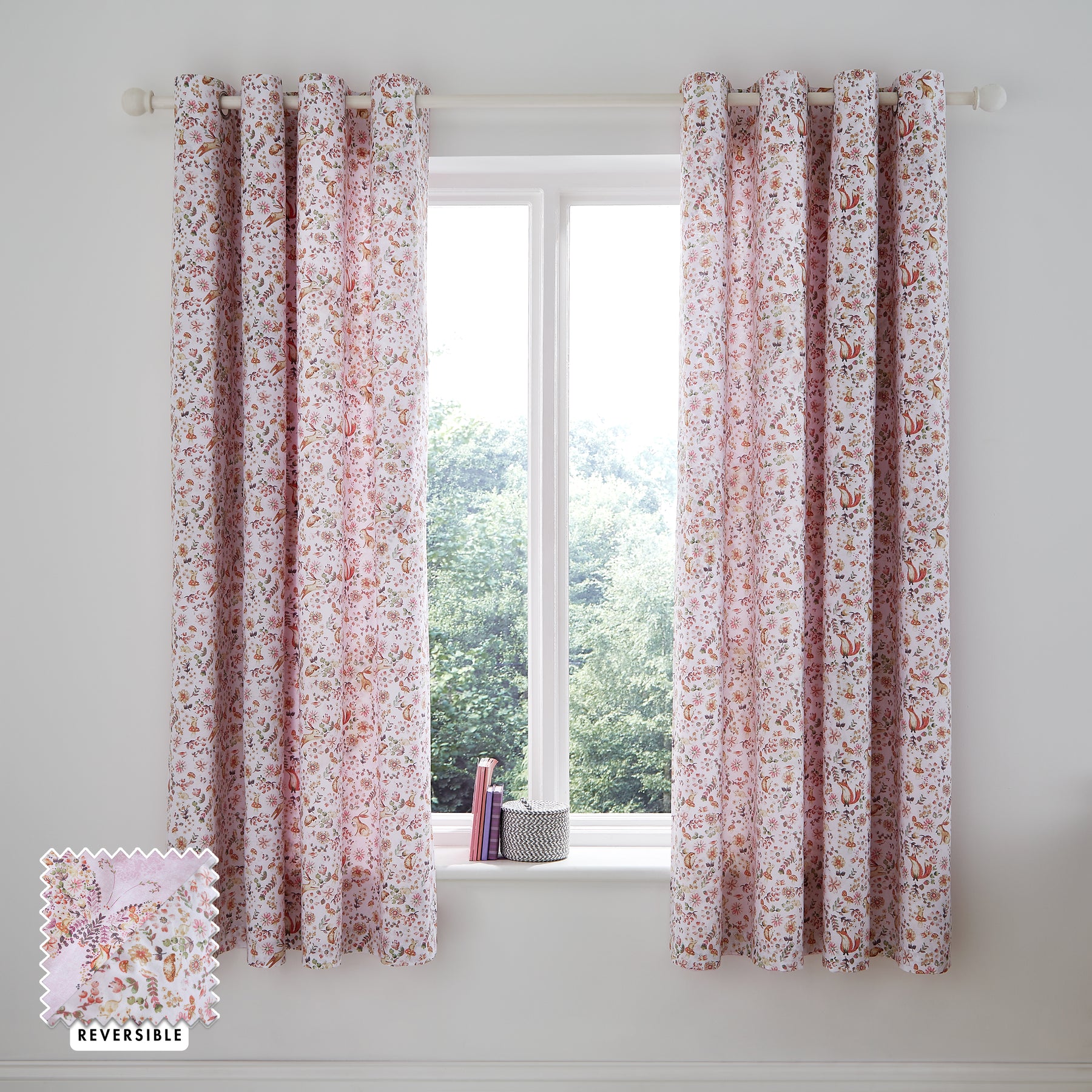 Catherine Lansfield Enchanted Butterfly Fully 66x72 Ready Made Eyelet Curtains Pink