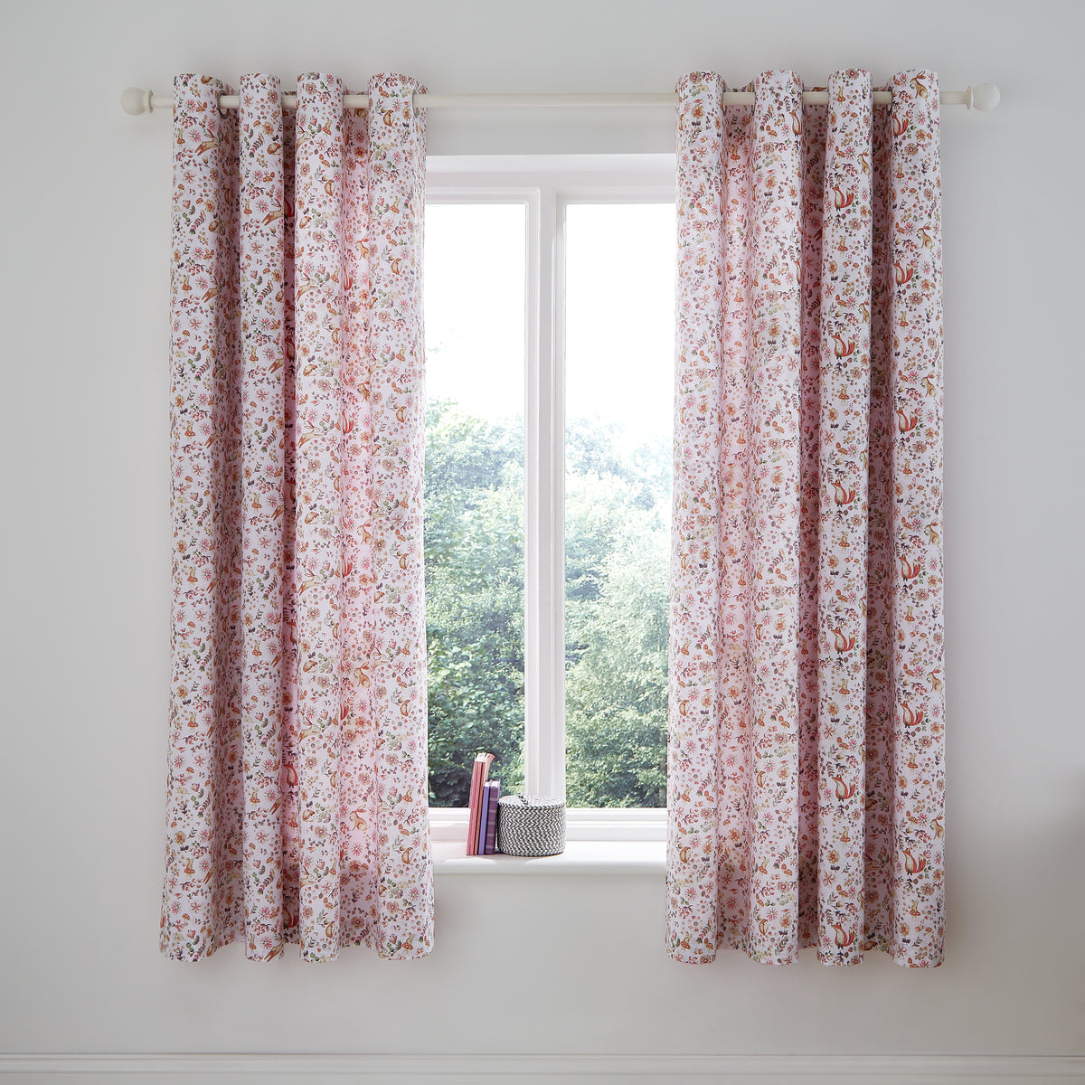 Catherine Lansfield Enchanted Butterfly Fully 66x72 Ready Made Eyelet Curtains Pink