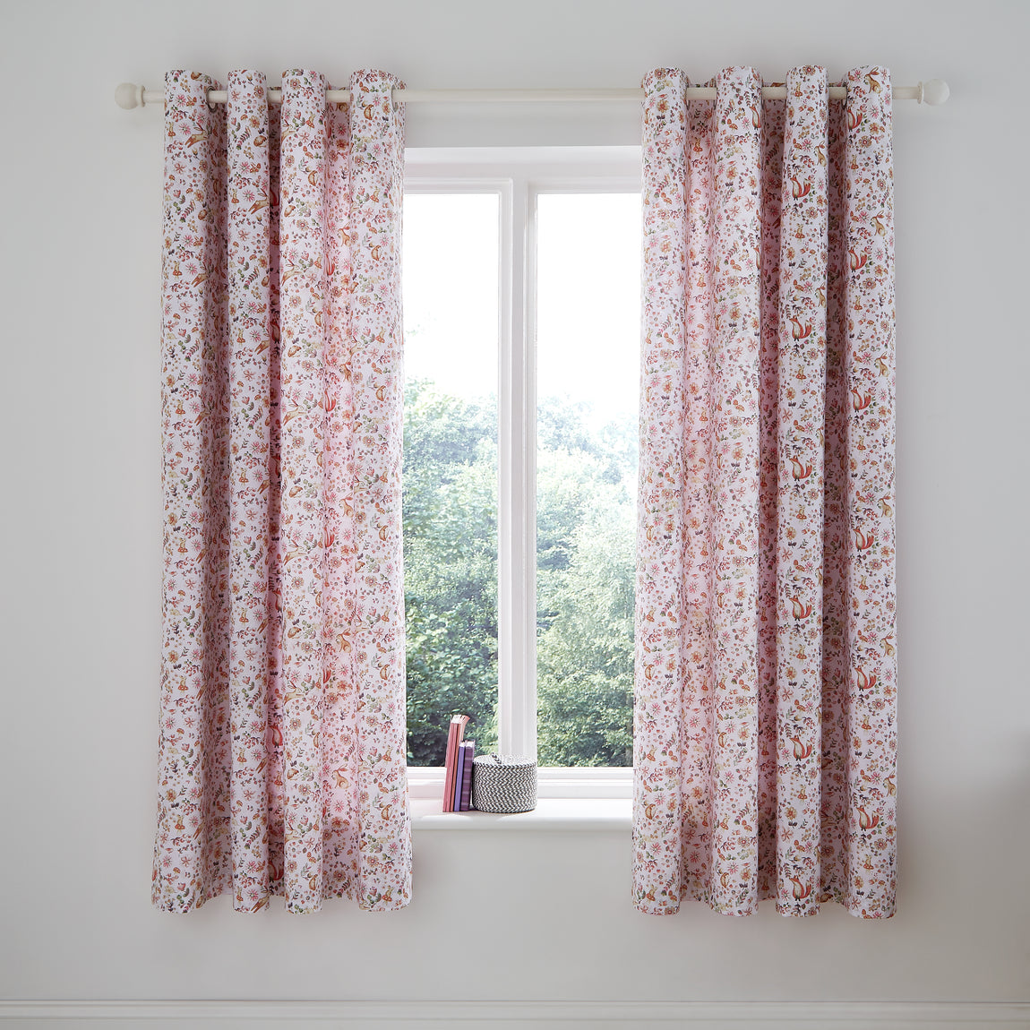 Catherine Lansfield Enchanted Butterfly Fully 66x72 Ready Made Eyelet Curtains Pink