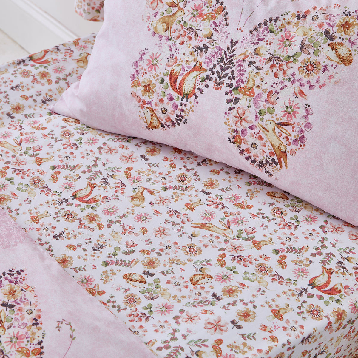 Catherine Lansfield Enchanted Butterfly Bed Linen Fitted Sheet Pink