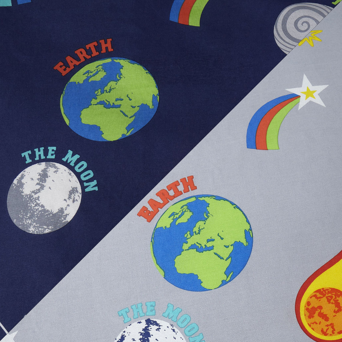 Catherine Lansfield Lost In Space 66x72 Ready Made Eyelet Curtains Blue