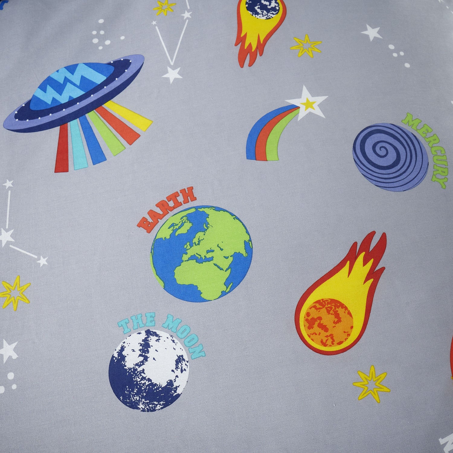 Catherine Lansfield Lost In Space Bed Linen Fitted Sheet Grey