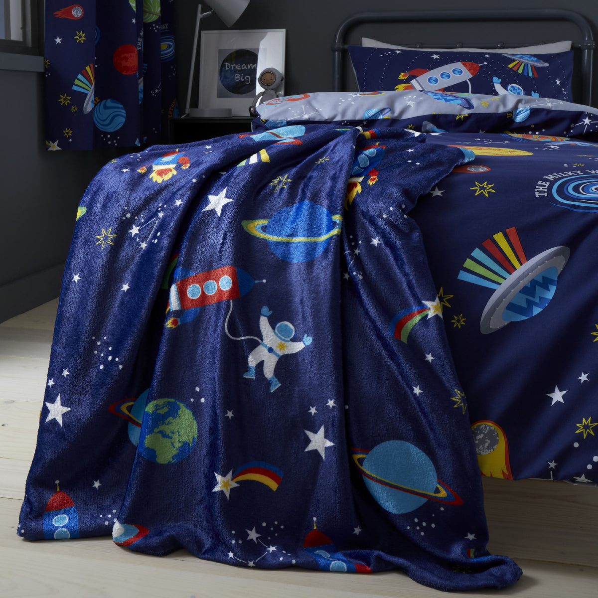Catherine Lansfield Lost In Space 130cmx170cm Throw Blue