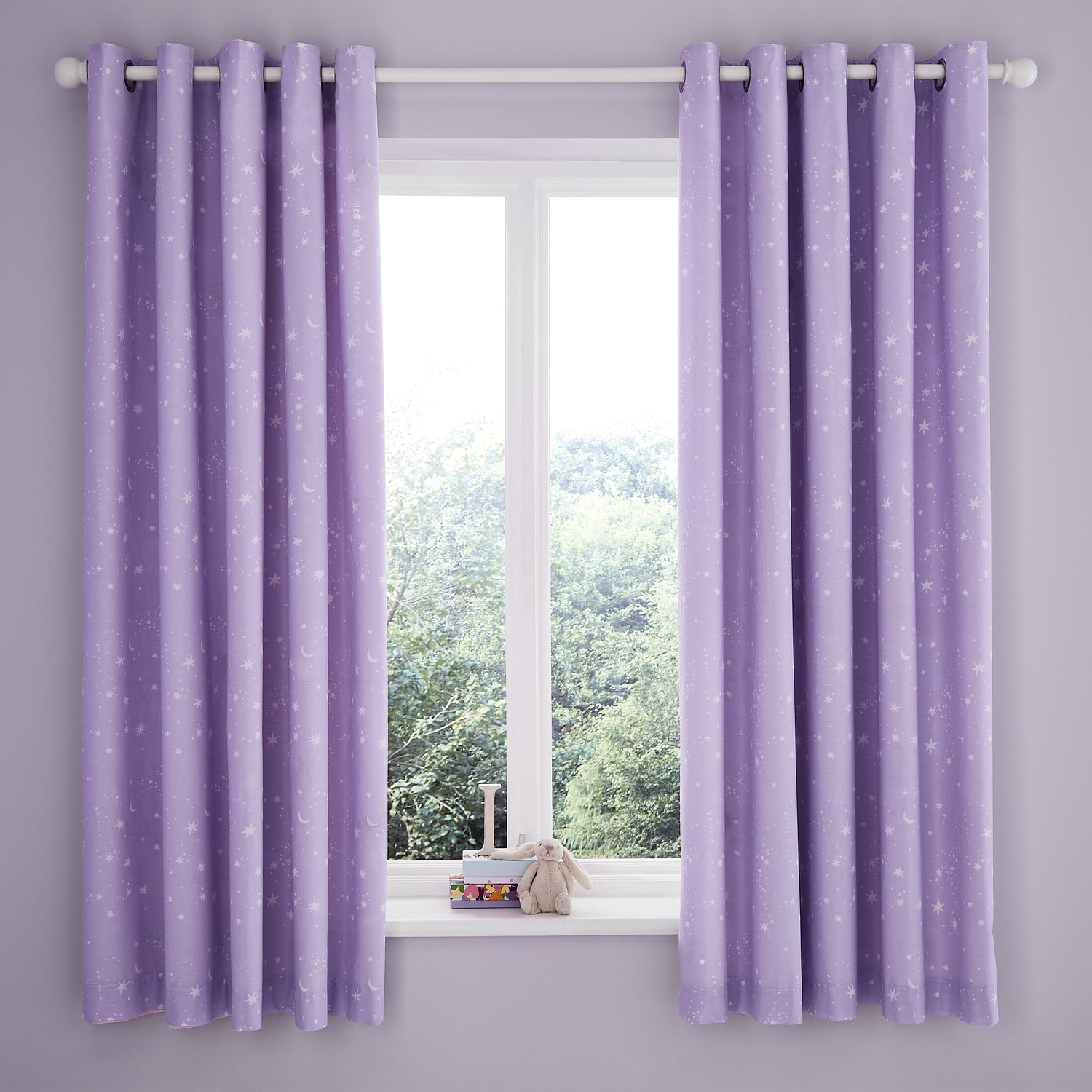 Catherine Lansfield Dancing Fairies 66x72 Ready Made Eyelet Curtains Pink