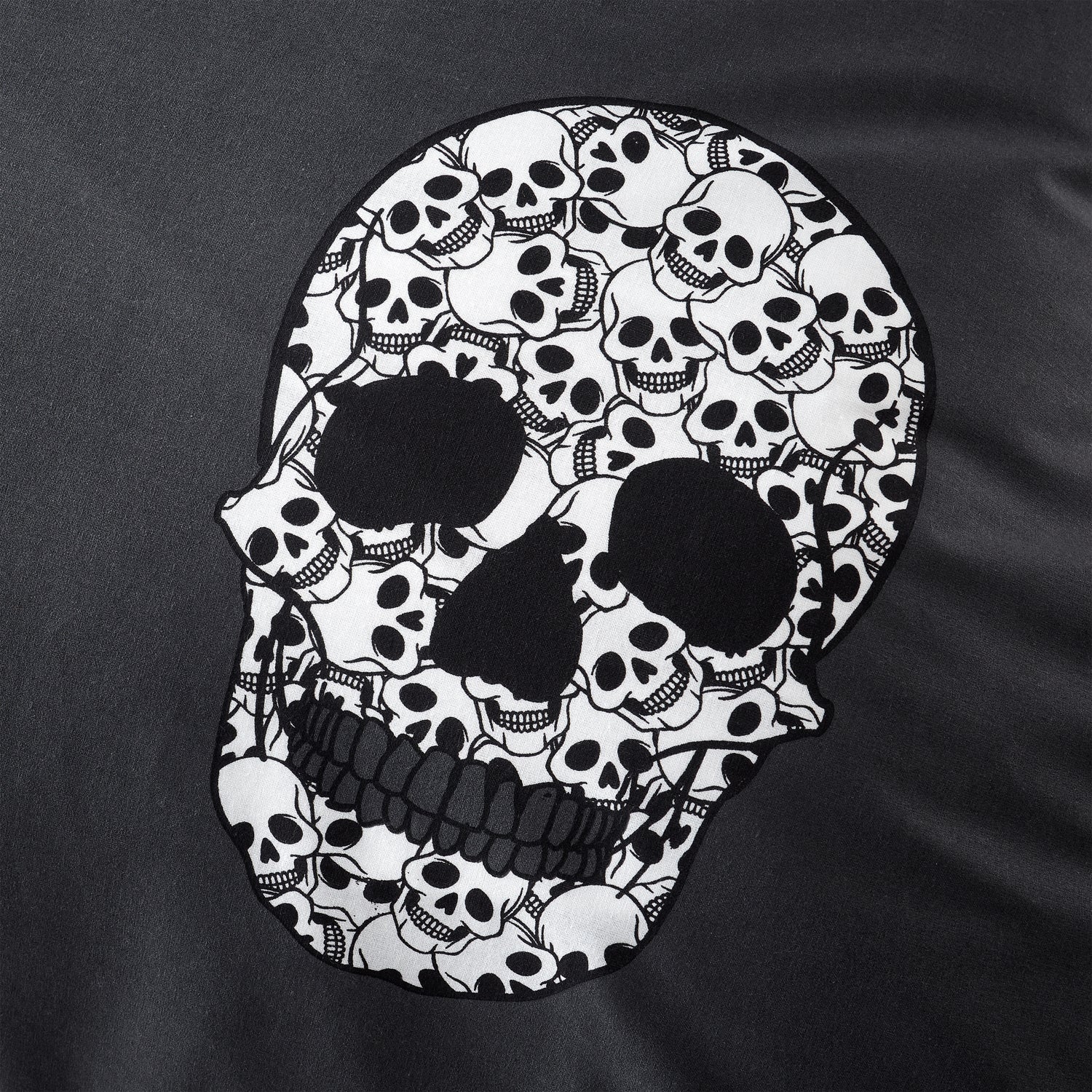 Catherine Lansfield Skulls Fully 66'' x 72'' Ready Made Eyelet Curtains Grey