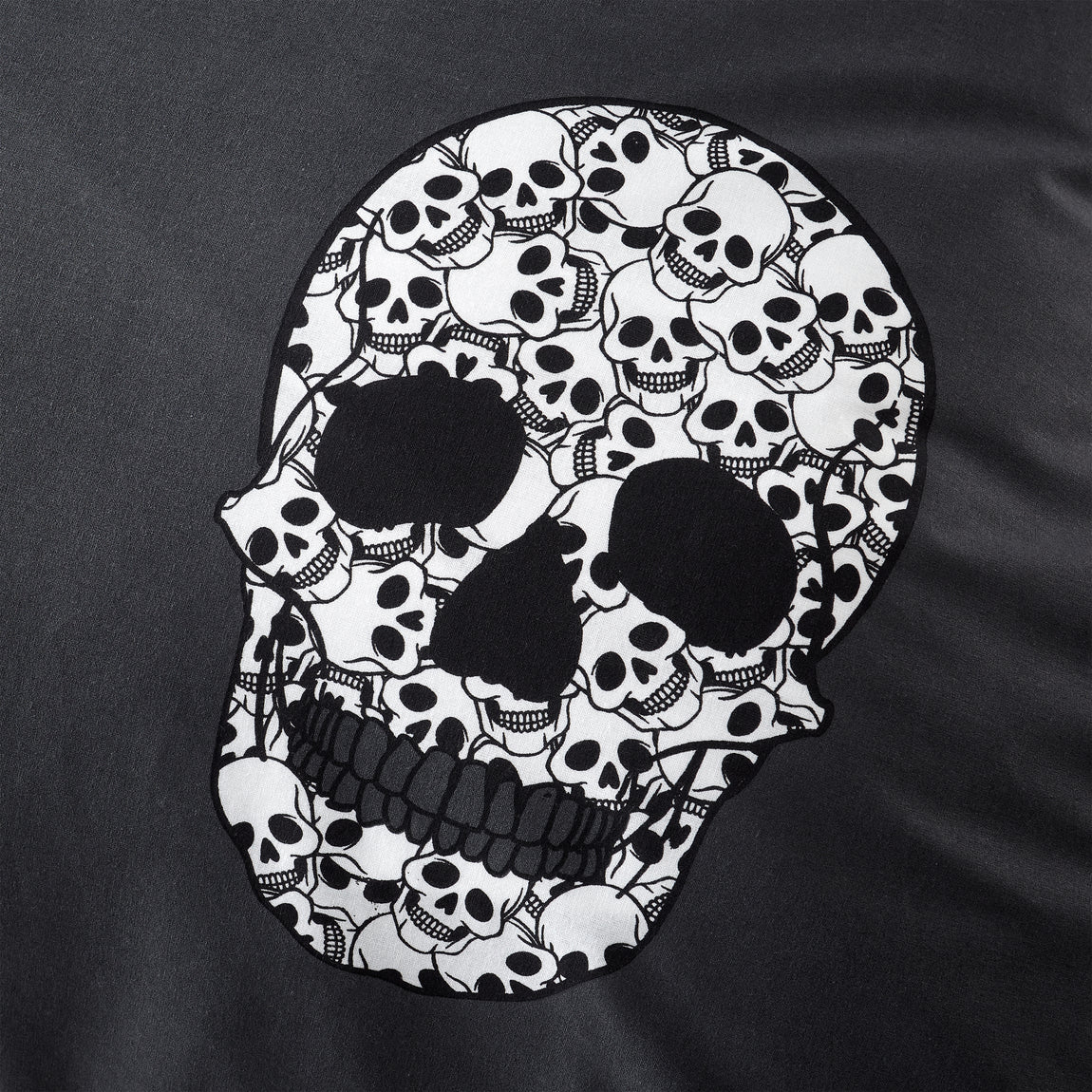 Catherine Lansfield Skulls Fully 66'' x 72'' Ready Made Eyelet Curtains Grey