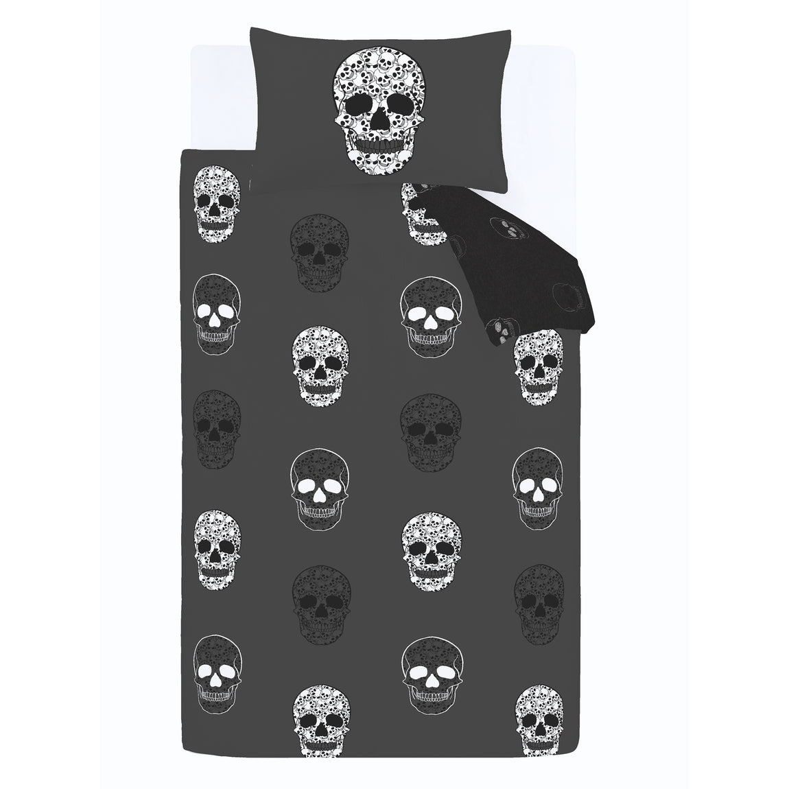 Catherine Lansfield Skulls Childrens Bedding Grey