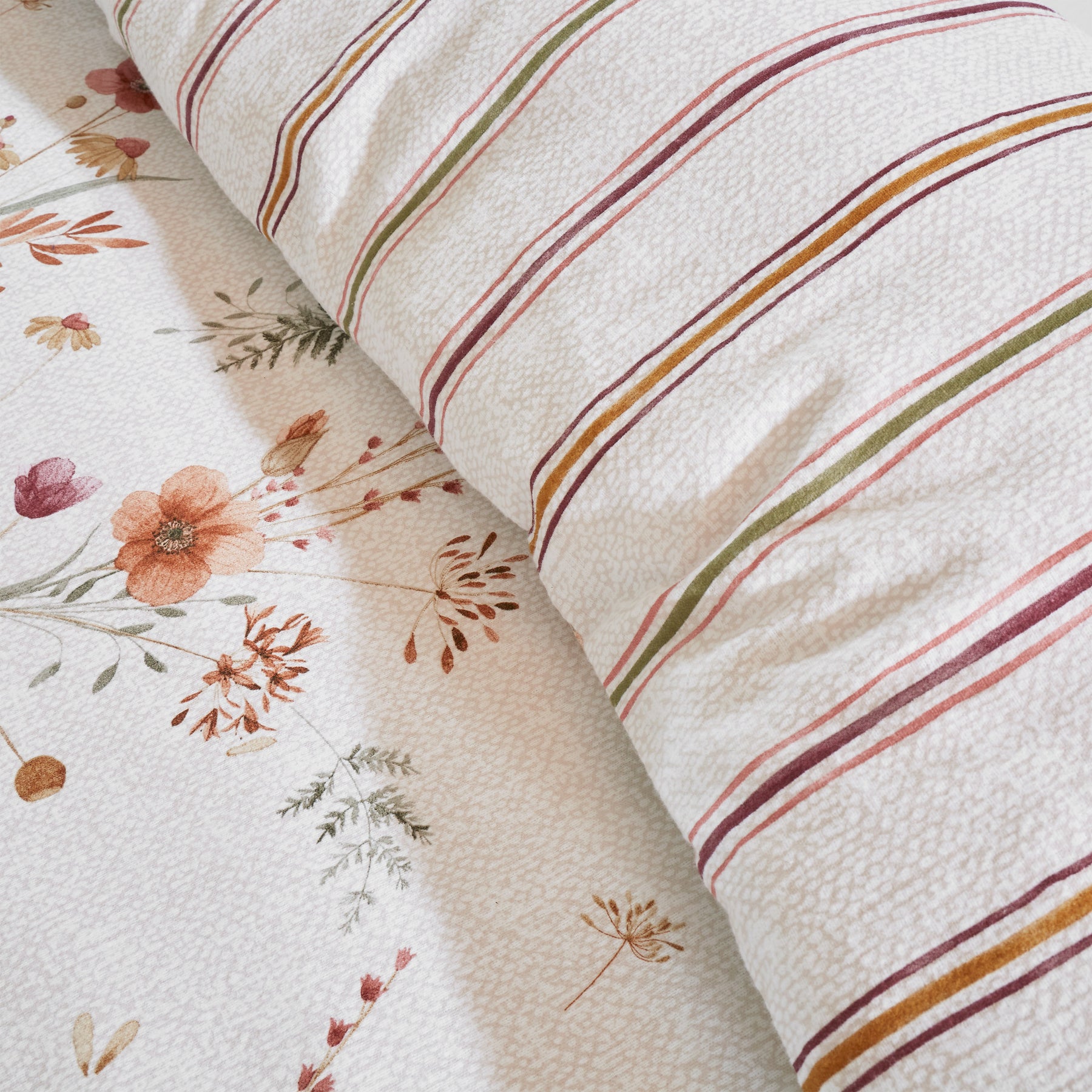 Natural Catherine Lansfield Brushed Cotton Harvest Flowers Duvet Cover