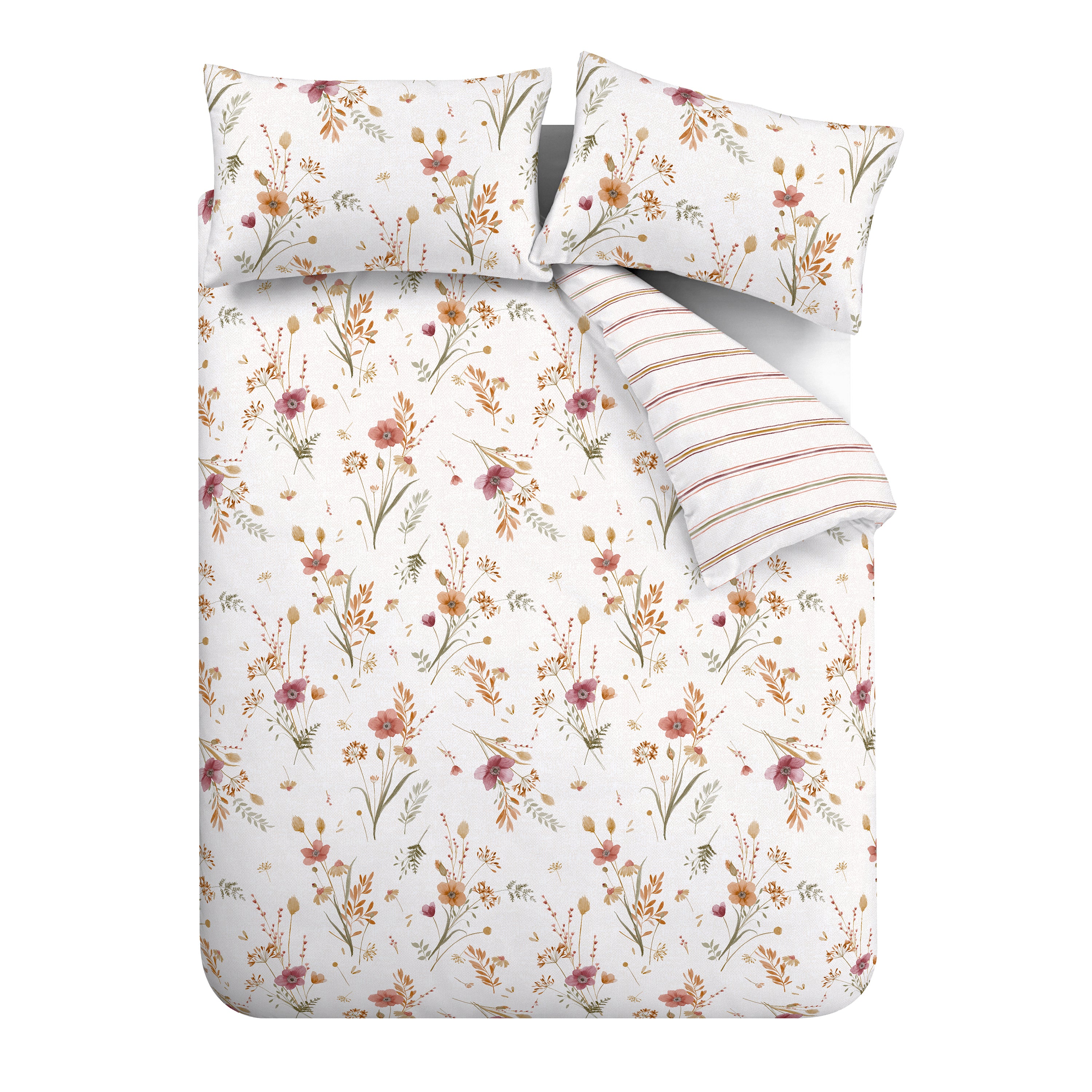 Catherine Lansfield Brushed Cotton Harvest Flowers Bedding Set Natural