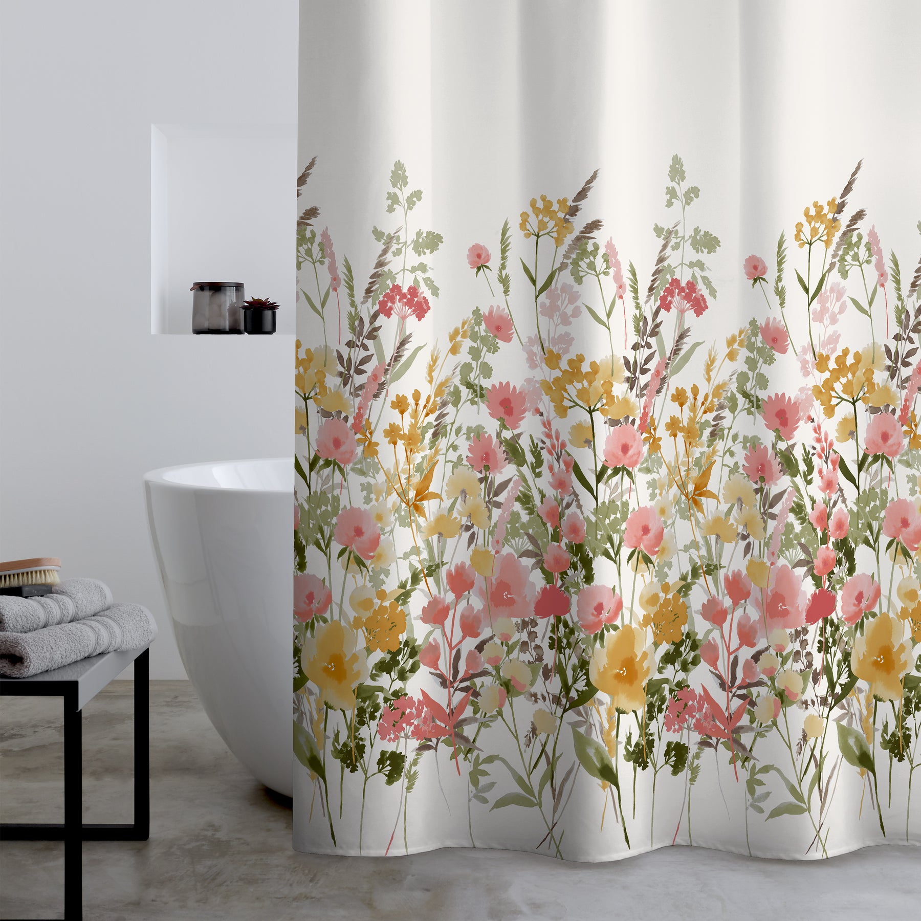 Catherine Lansfield Countryside Floral Shower Curtain Pink