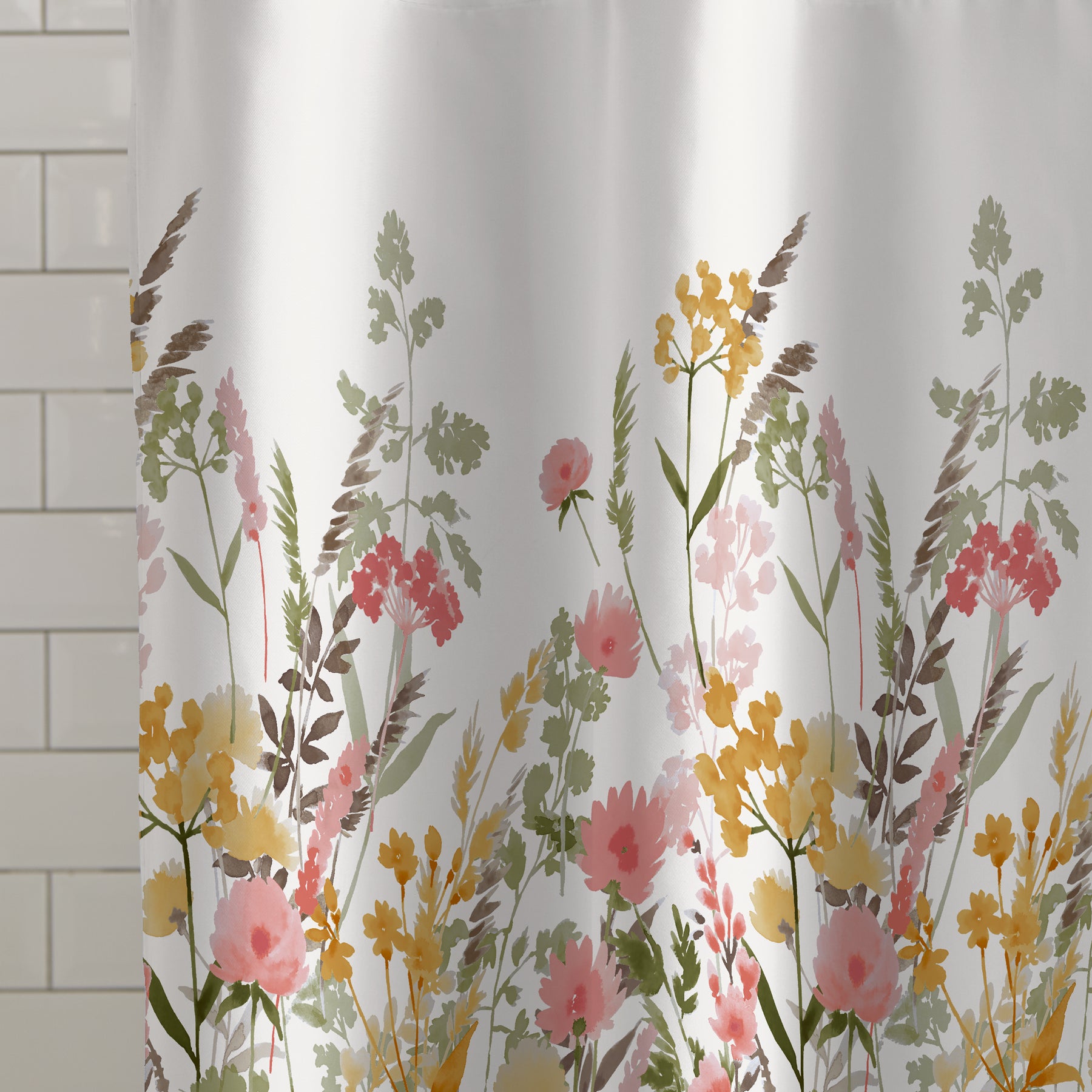 Catherine Lansfield Countryside Floral Shower Curtain Pink