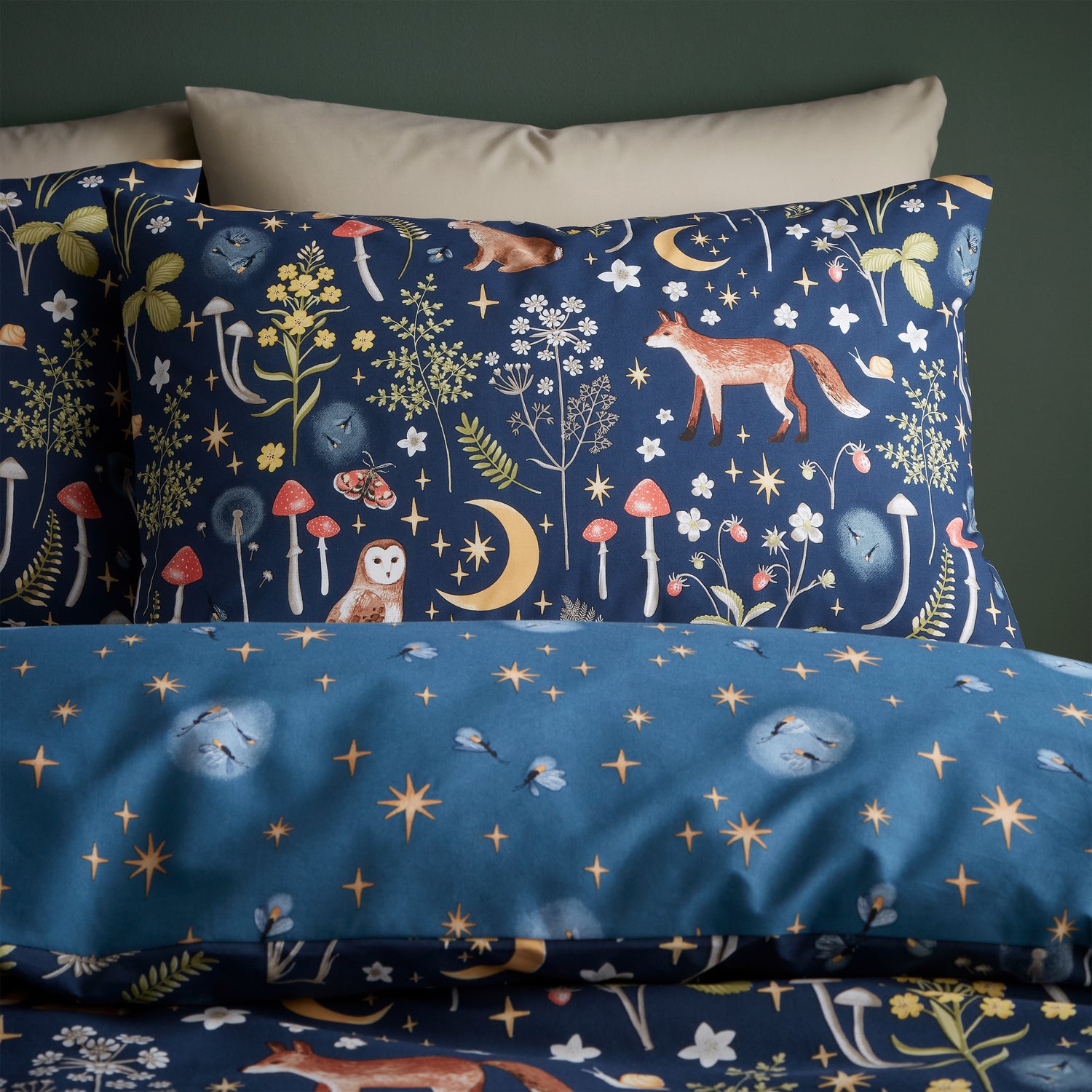 Catherine Lansfield Enchanted Twilight Animals Duvet Cover Bedding Set Navy Blue