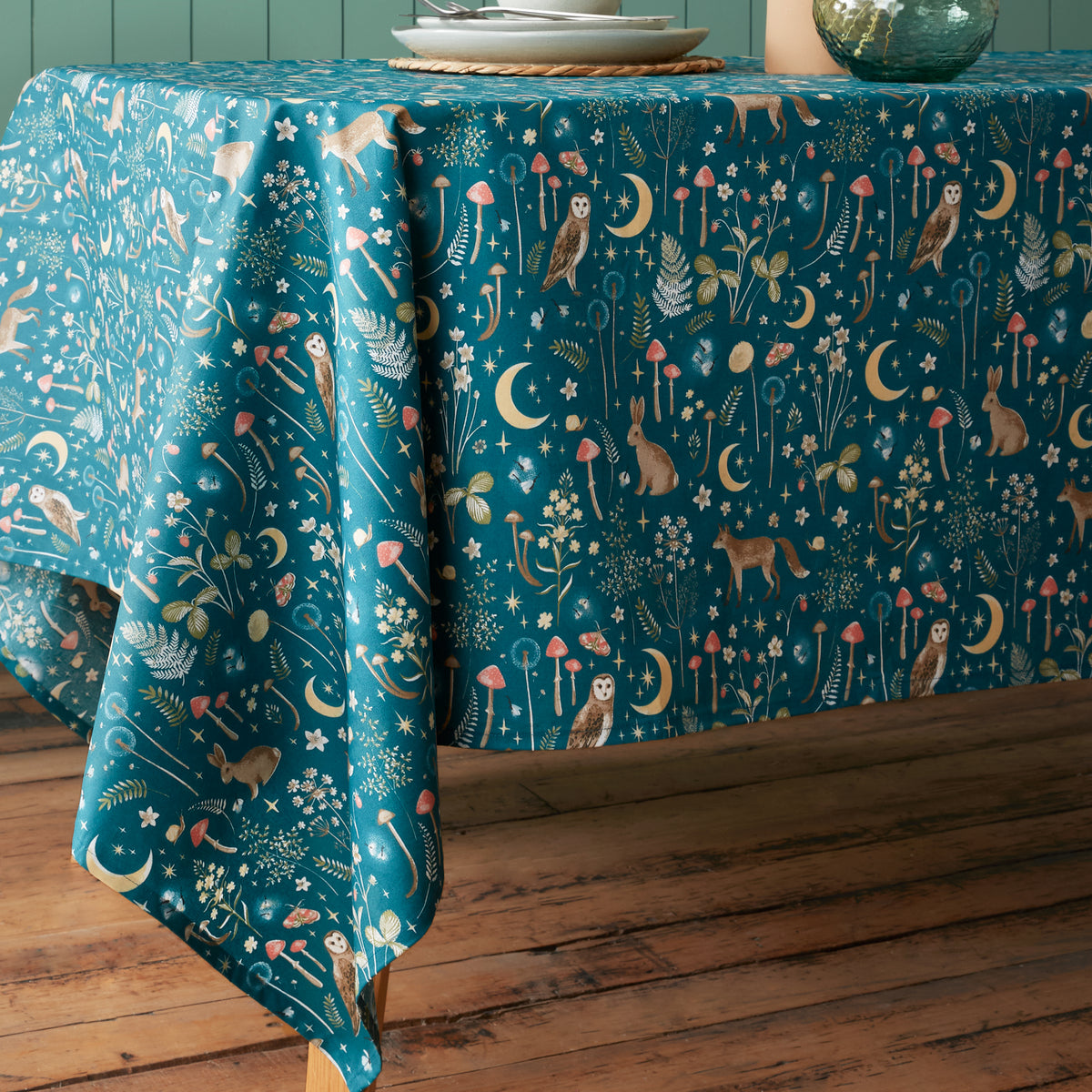 Catherine Lansfield Enchanted Twilight Table Cloth Green
