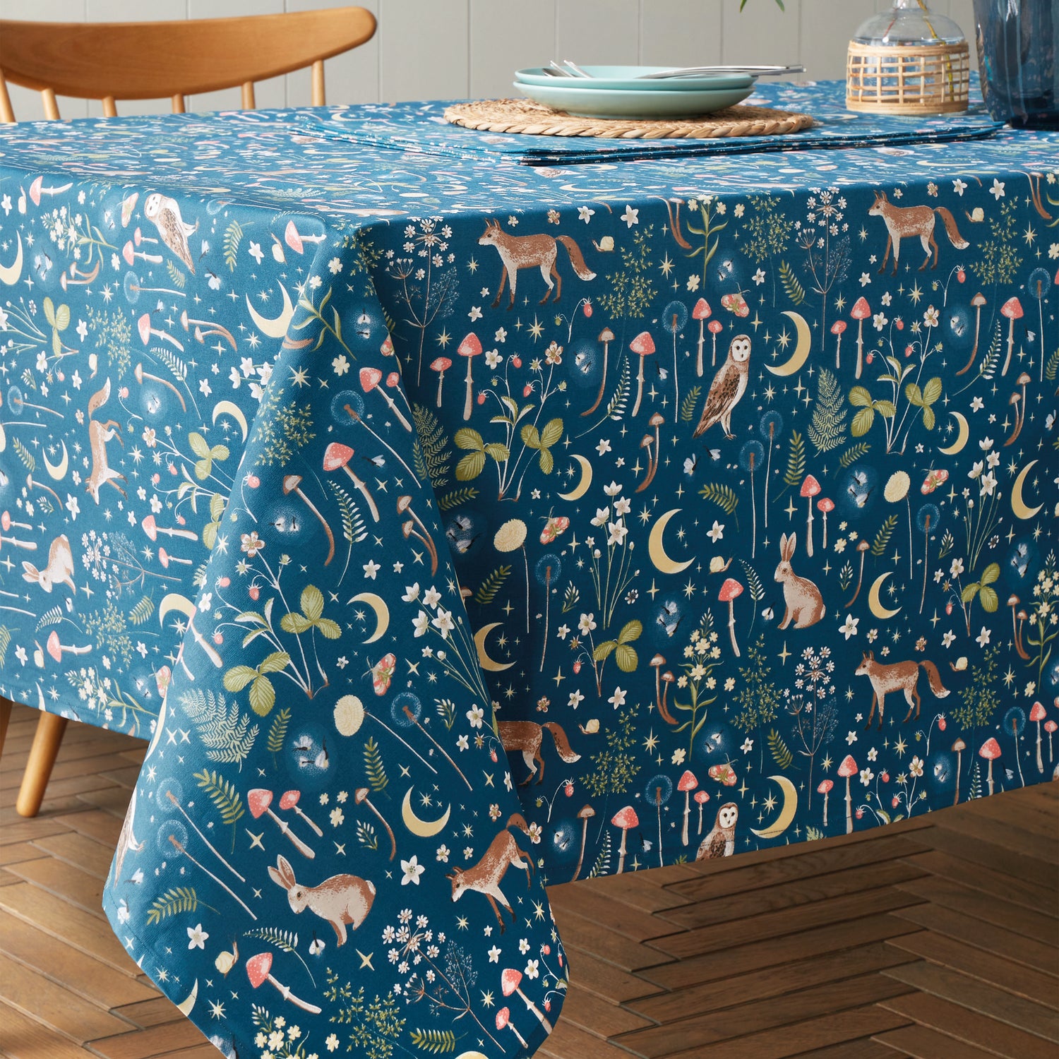 Catherine Lansfield Enchanted Twilight 137cm x 178cm Table Cloth Navy
