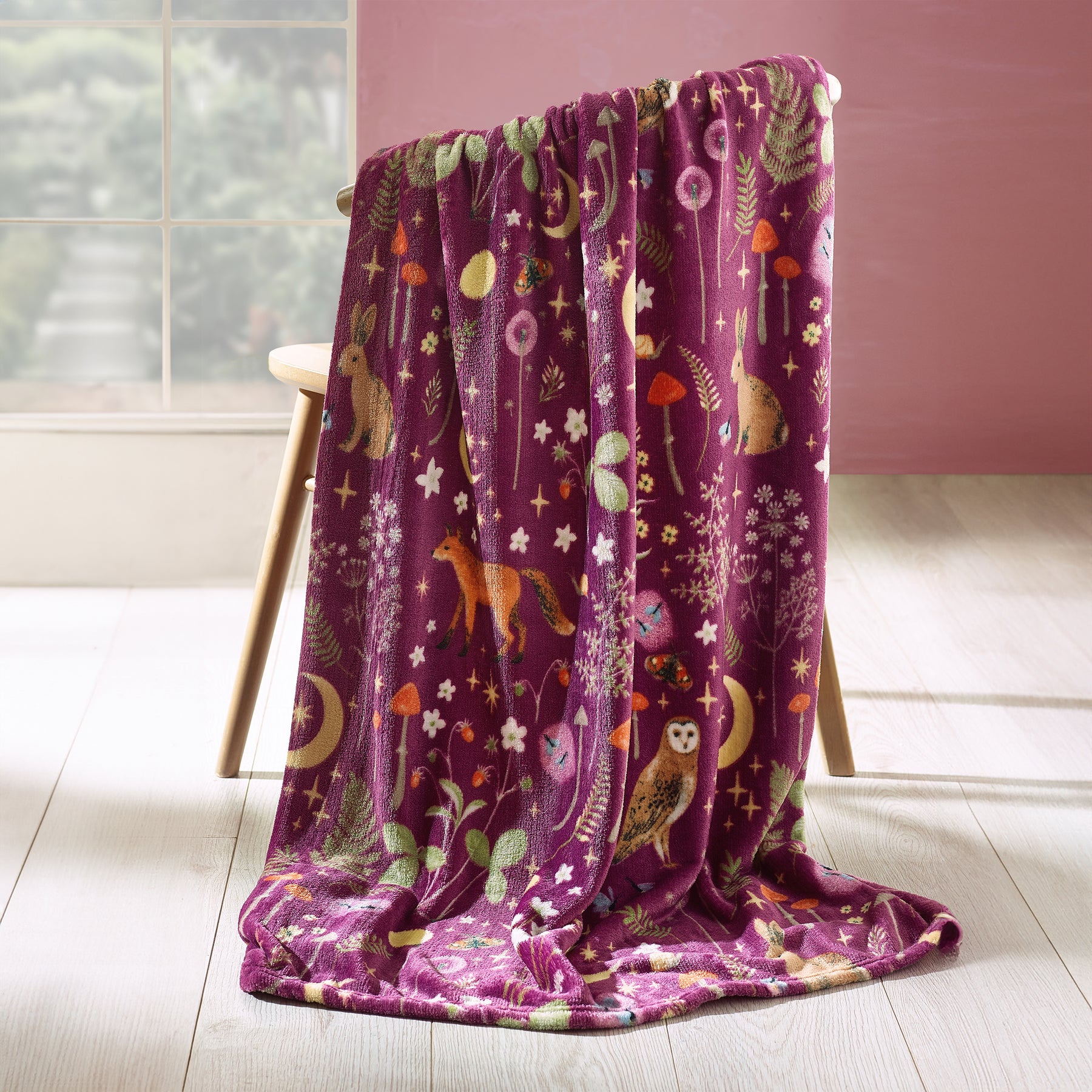 Catherine Lansfield Enchanted Twilight 130cm x 170cm Throw Plum