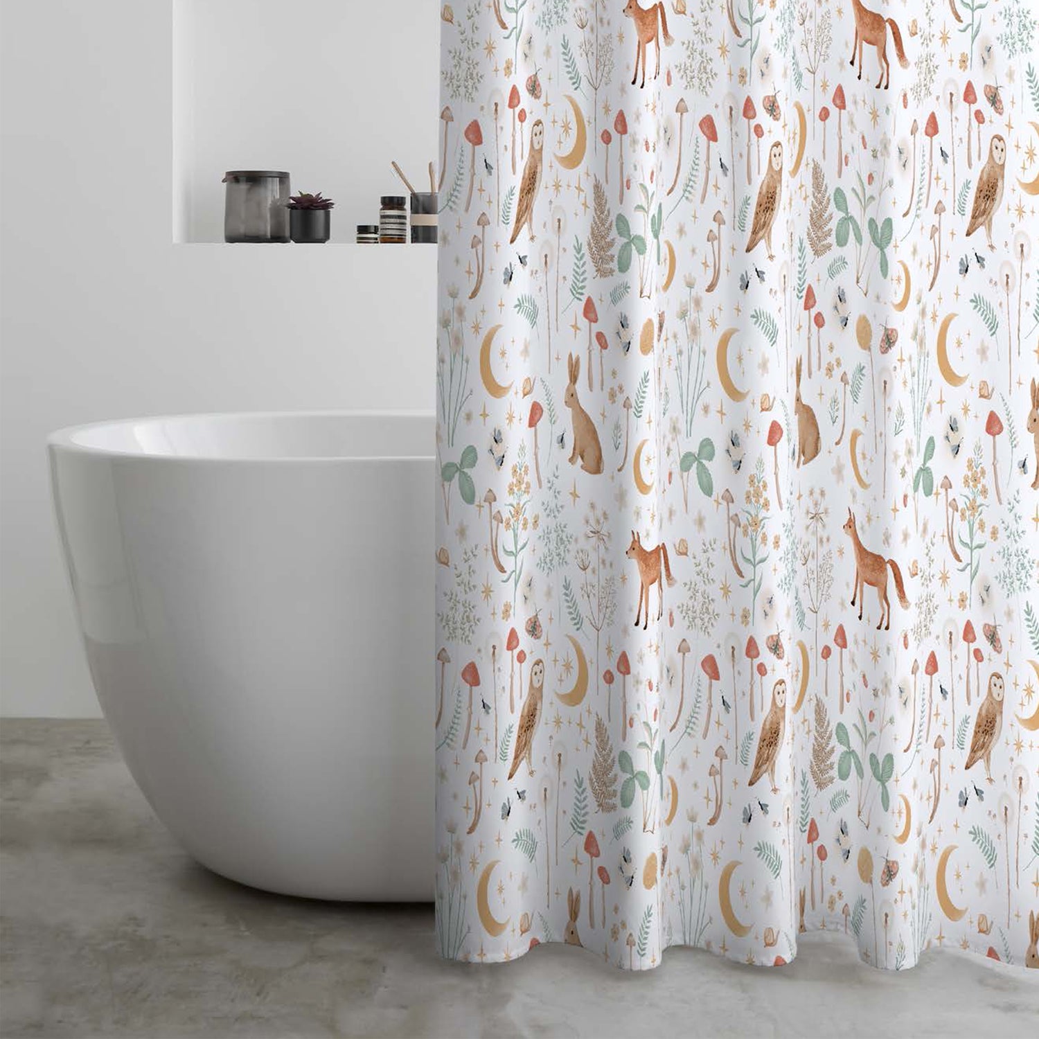 Catherine Lansfield Enchanted Twilight Shower Curtain White