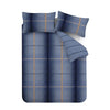 Catherine Lansfield Brushed Cotton Melrose Tweed Check Reversible Duvet Cover Bedding Set Blue