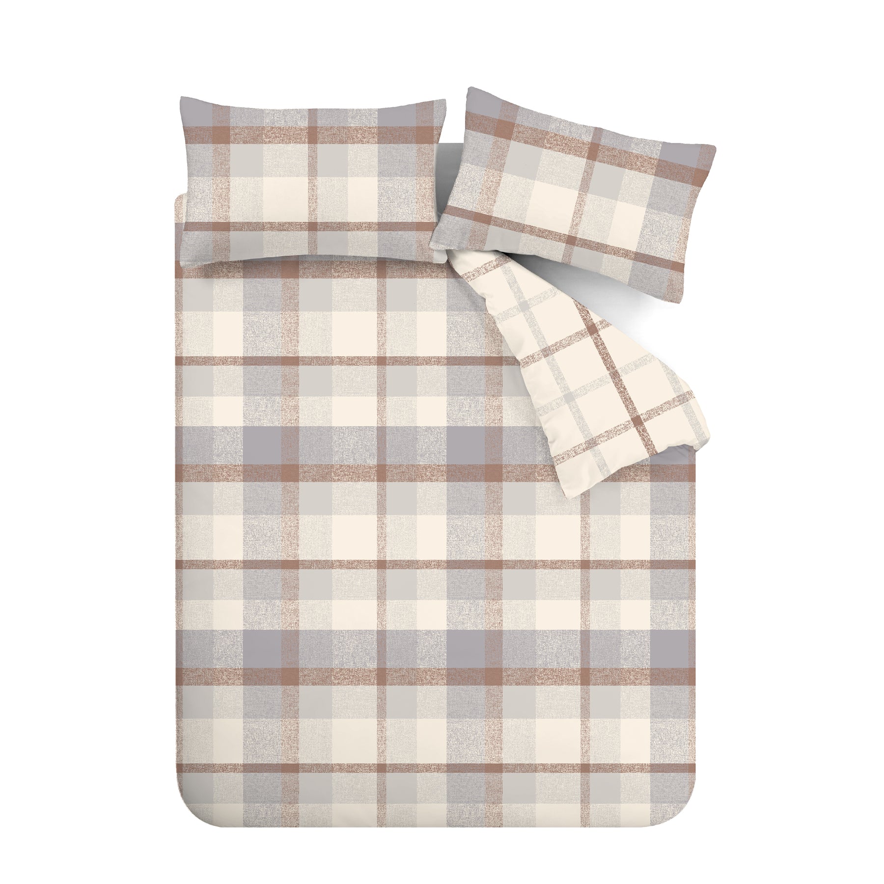 Catherine Lansfield Brushed Check Duvet Cover Bedding Set Natural