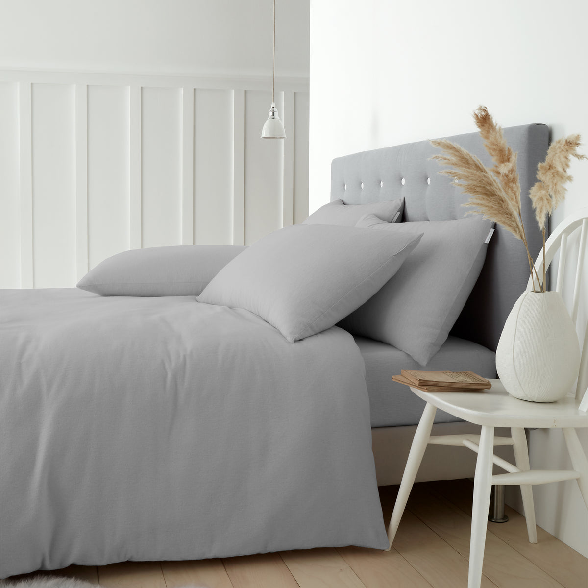 Catherine Lansfield Brushed Cotton Soft and Cosy Duvet Cover Bedding Set Grey